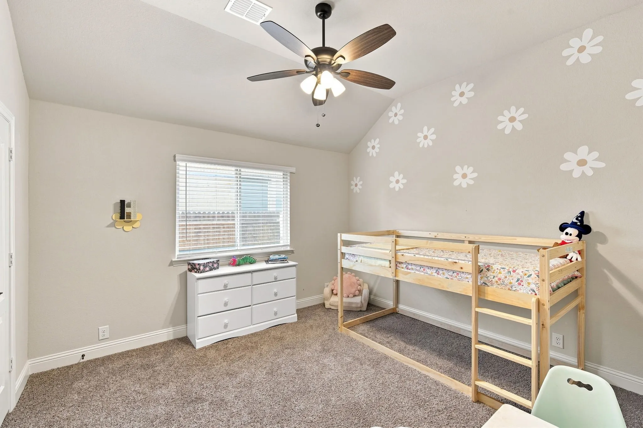 Bedrooms are equipped with ceiling fans, blinds and plush carpet