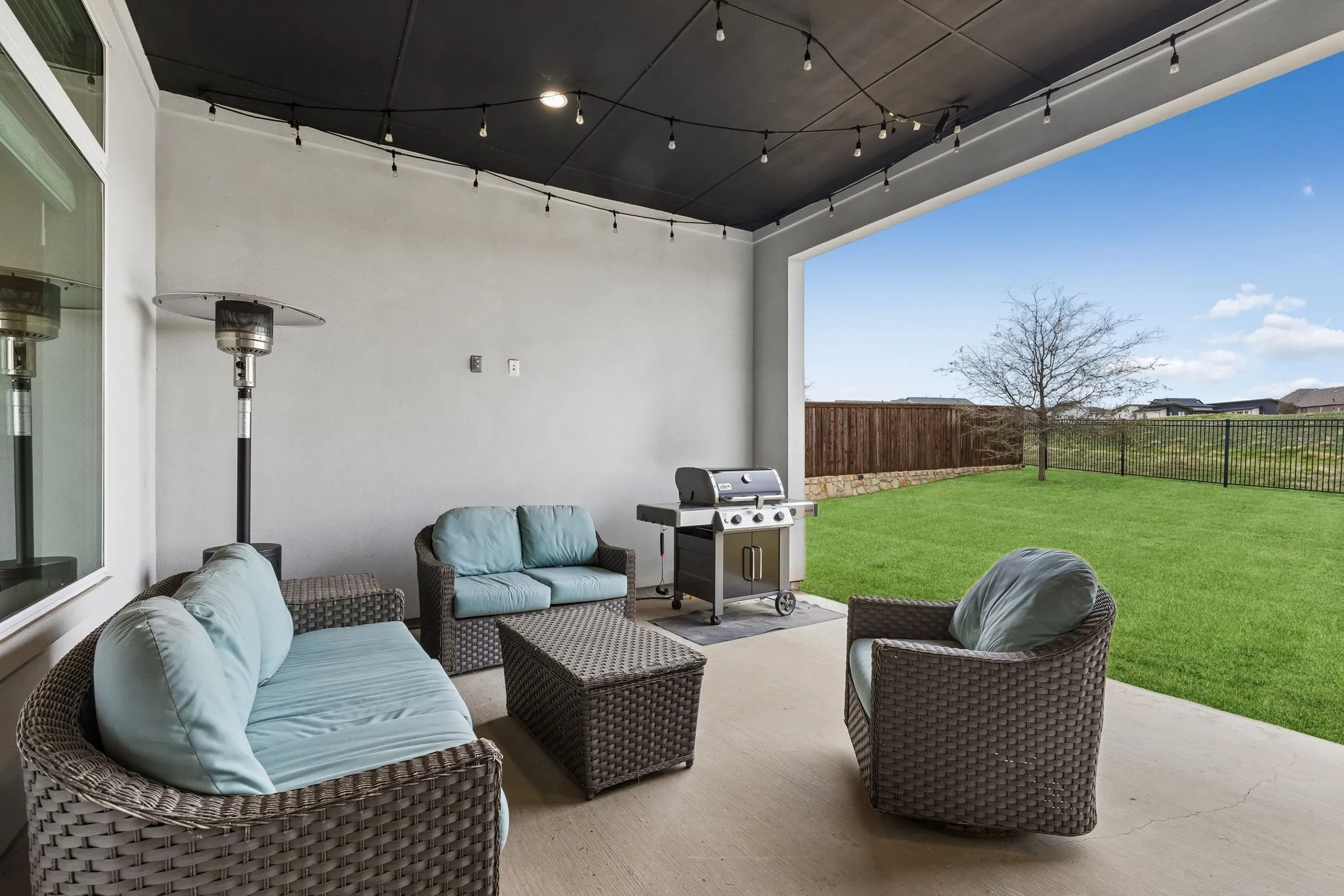 Extension added to back patio. Gas stub out ready for your outdoor kitchen and pool plumbing ready to go!