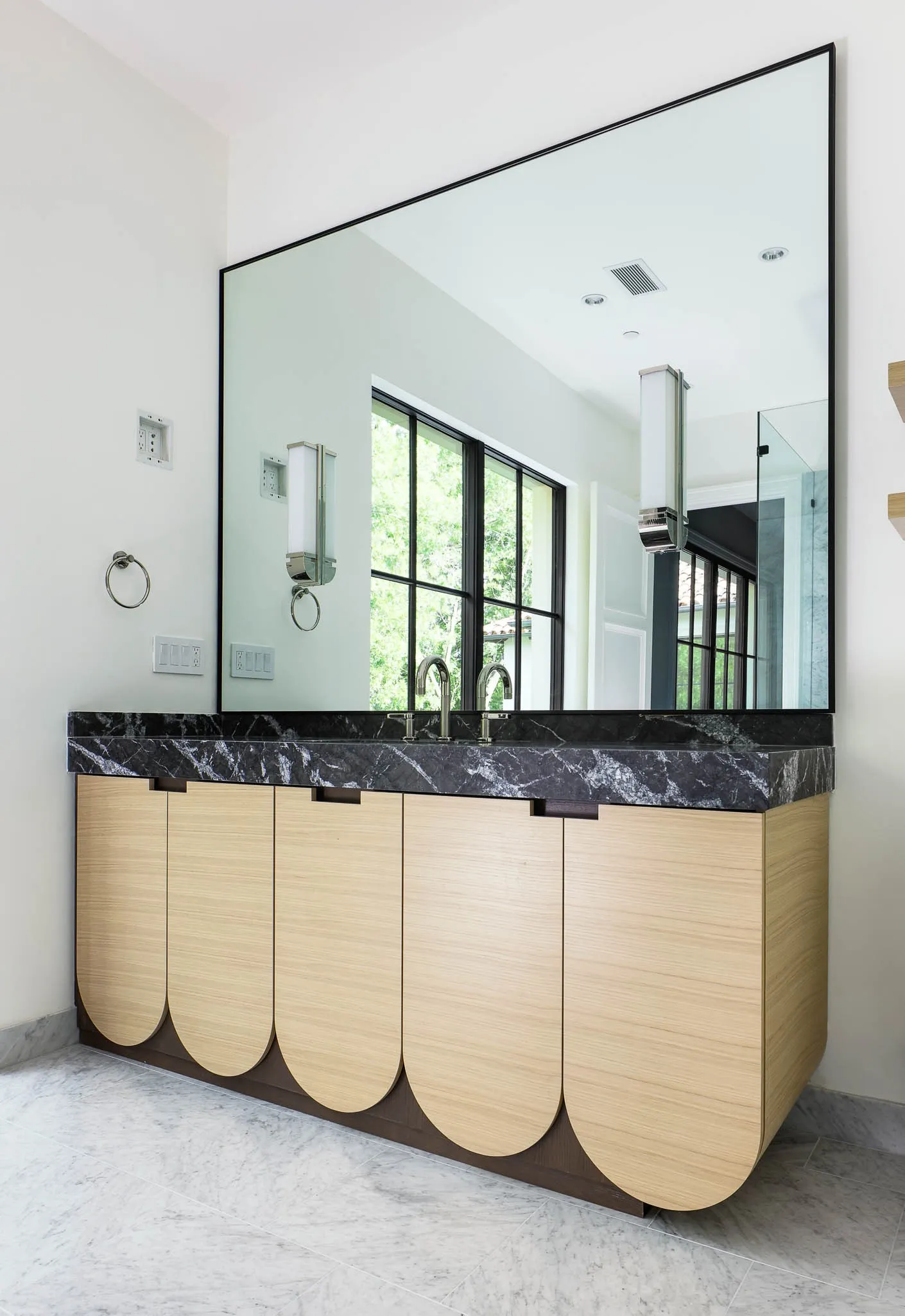 Second Primary Bathroom with custom cabinetry and marble appointments