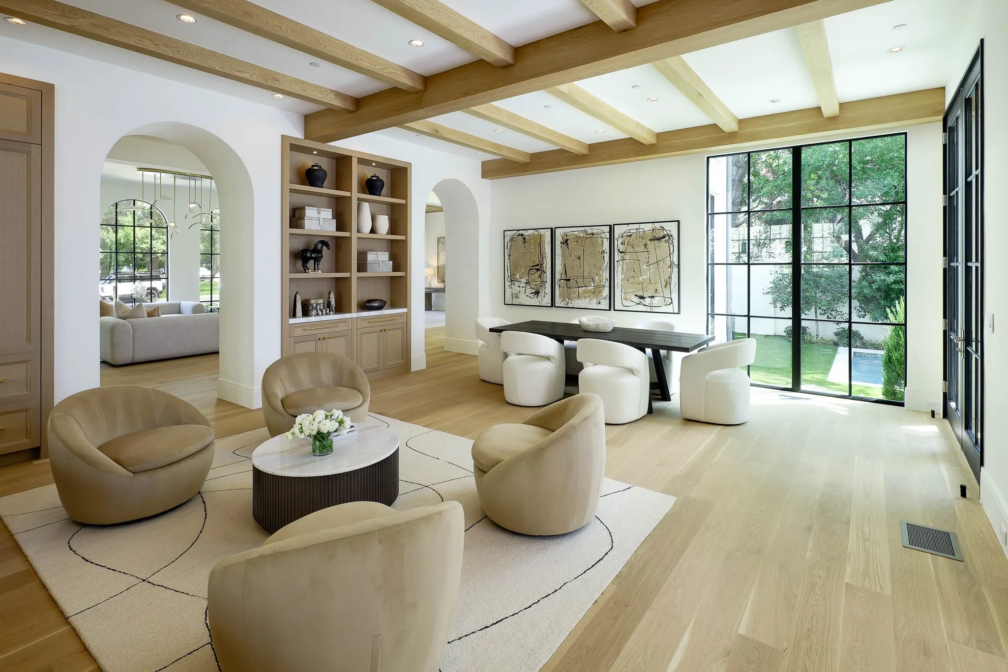 View of the Morning Room into the Breakfast Room with custom Wood Mode cabinetry