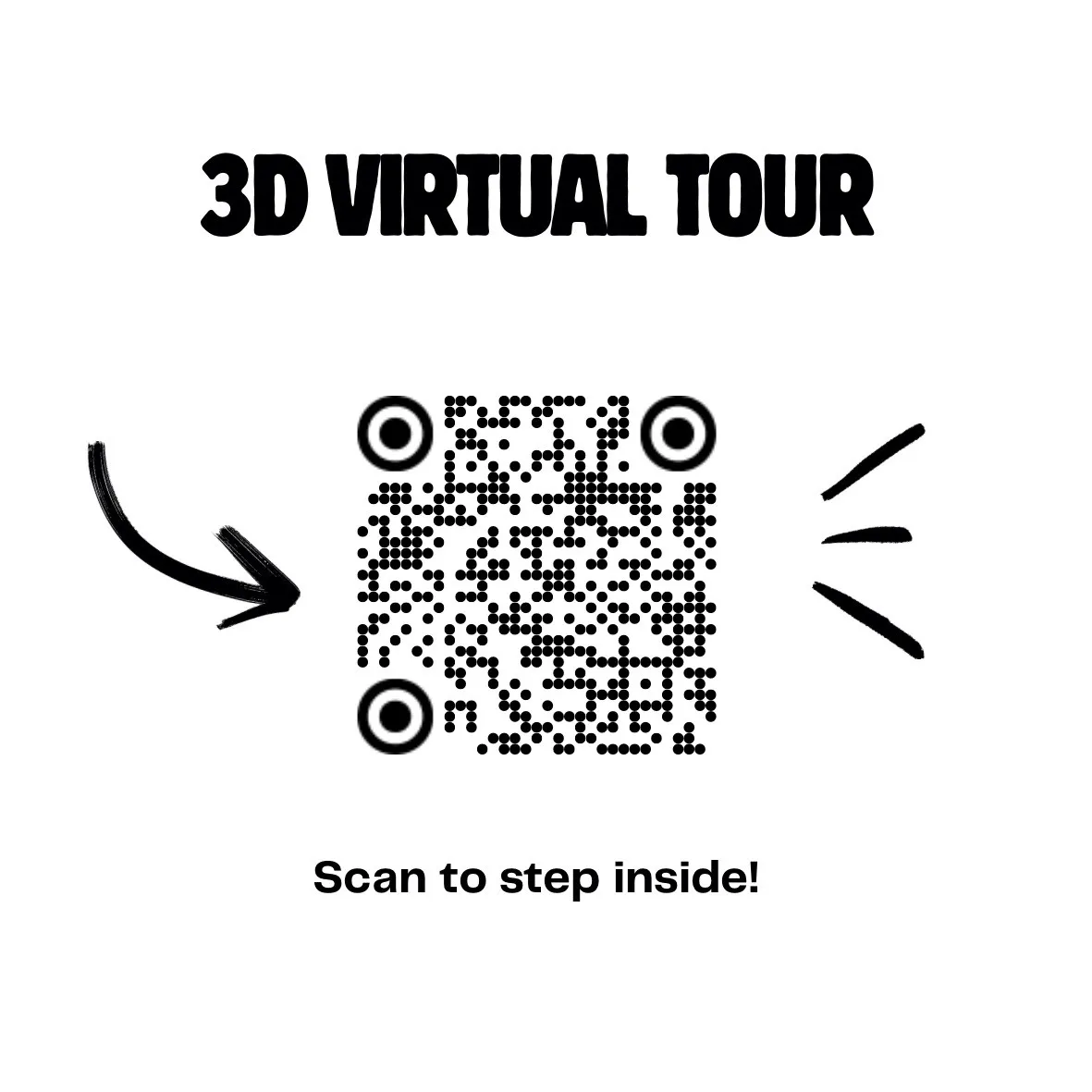 Marketing Material. Providing a QR code for a 3D virtual tour of the property