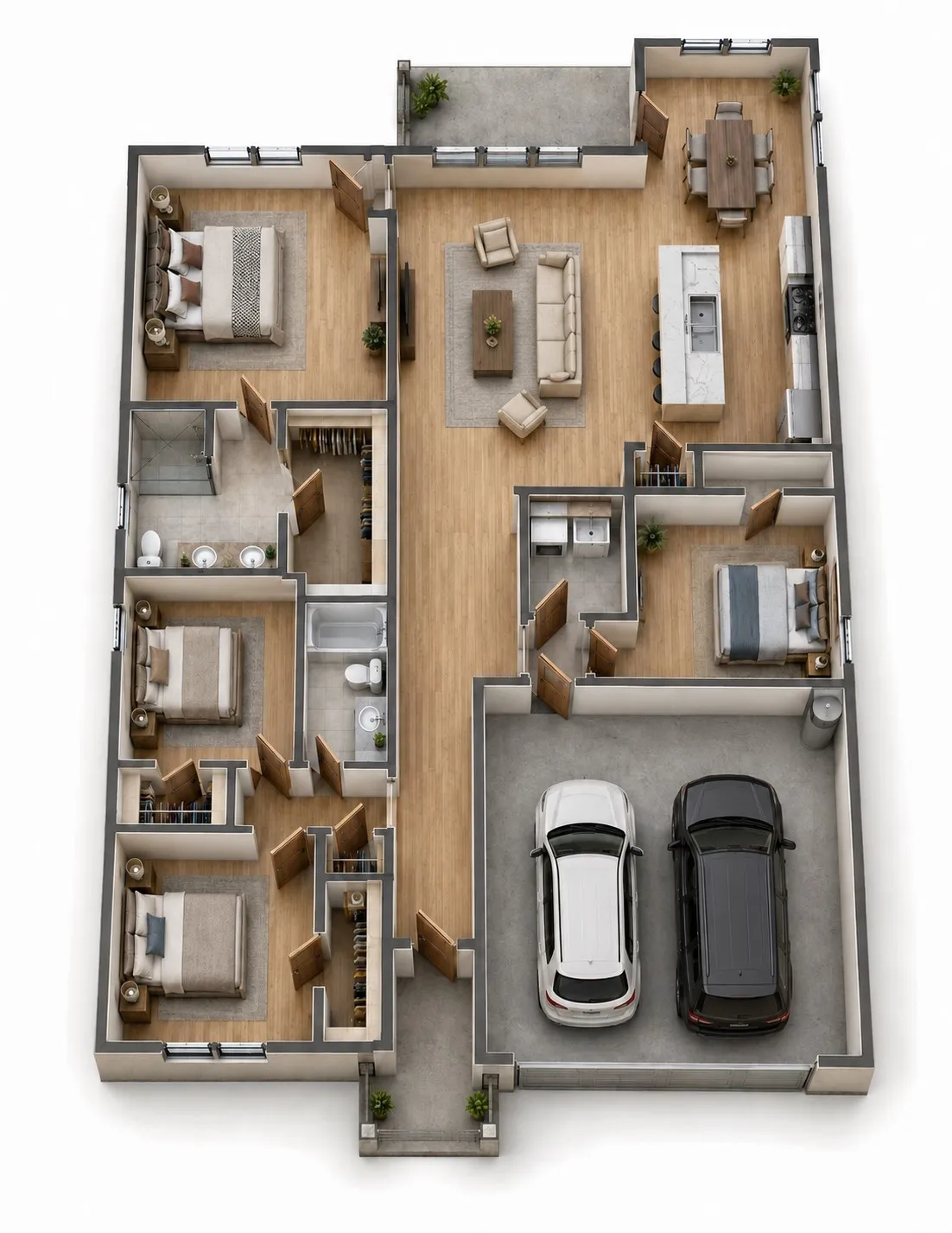 4 bed 2 full bath