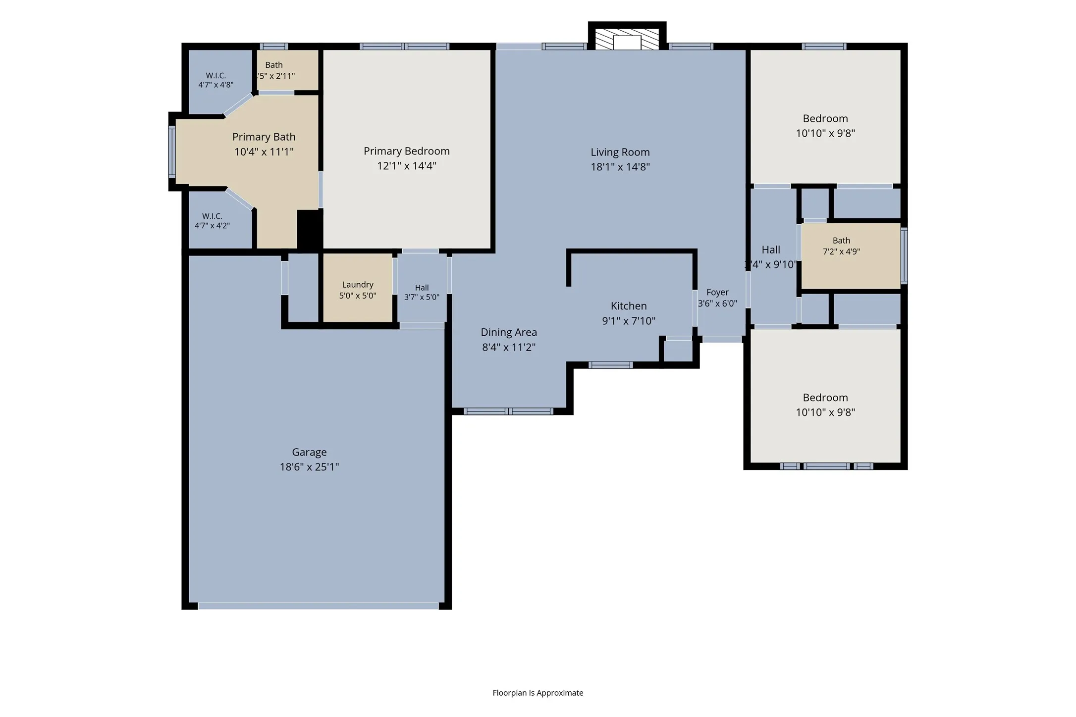Functional floor plan featuring 3 bedrooms, 2 bathrooms, spacious living areas, and a 2-car garage.