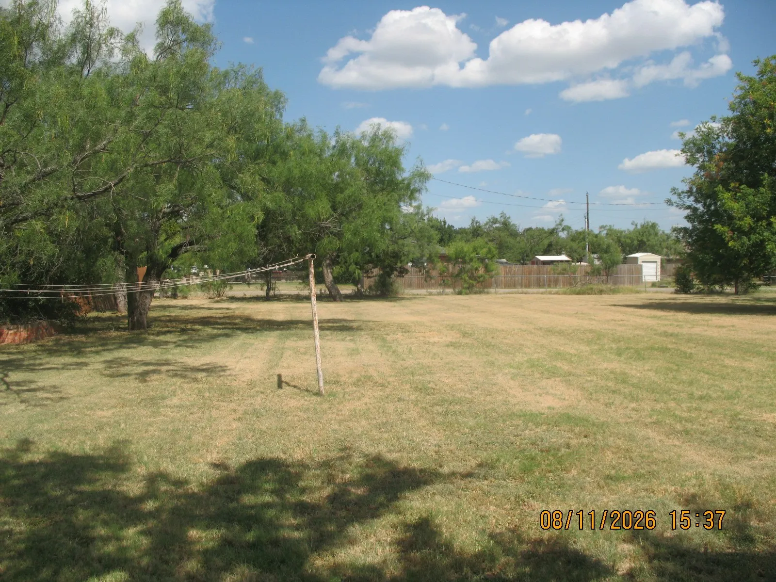 Expansive green space with mature trees