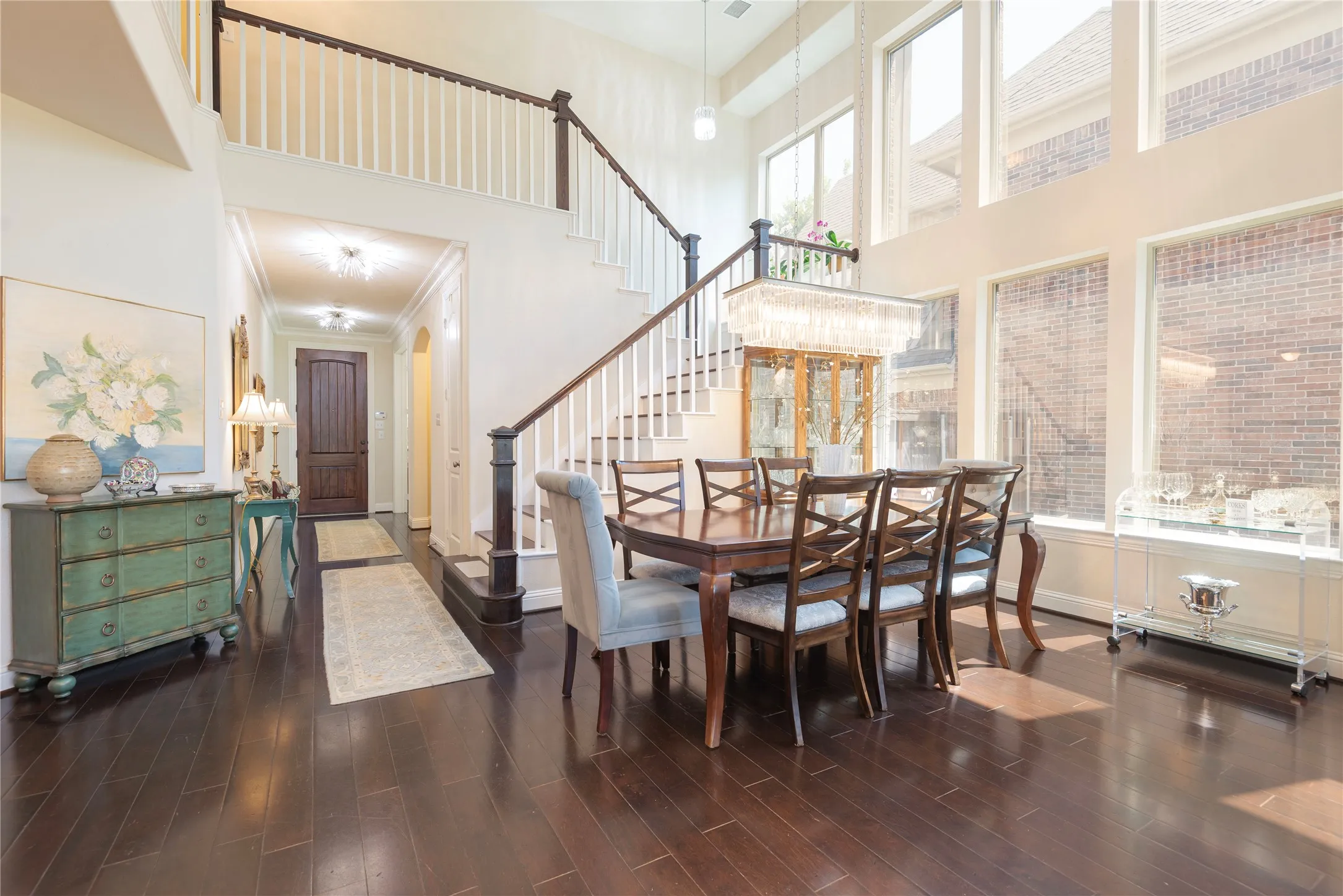 View from dining area to entry hall.