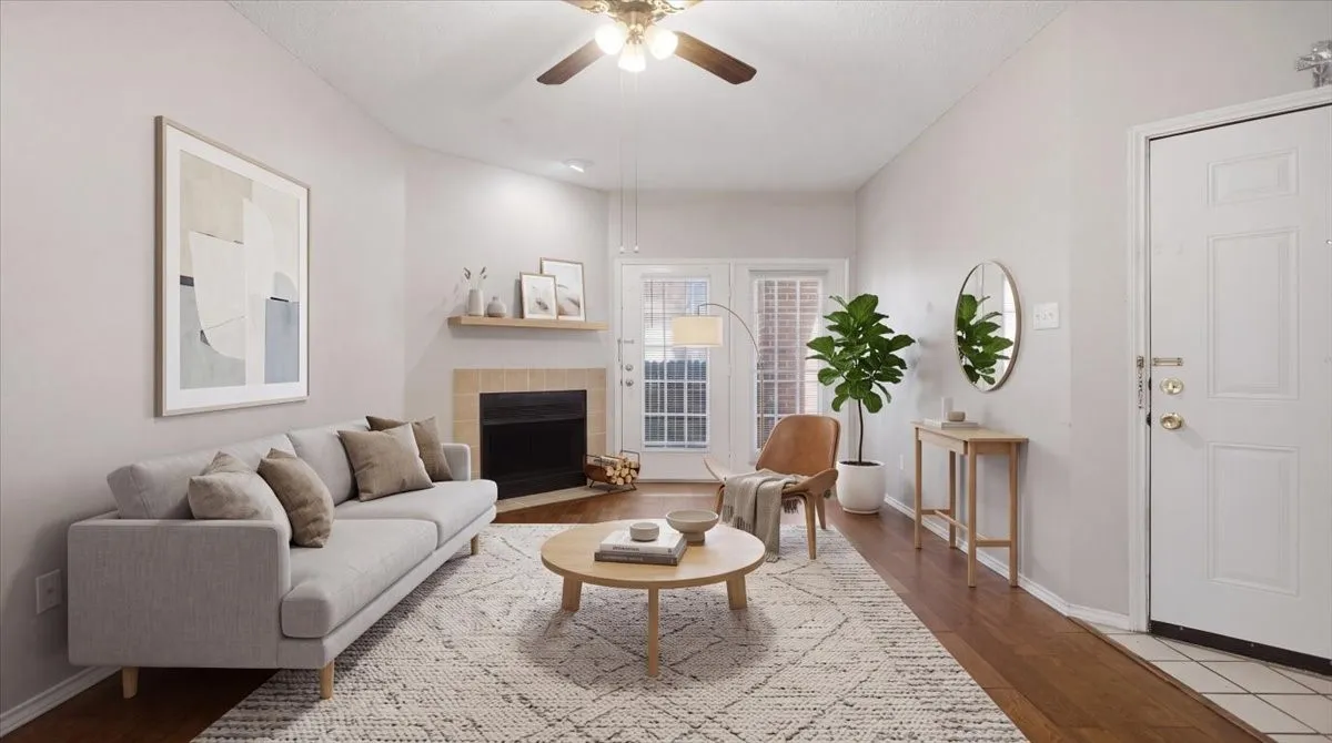 Living room virtually staged