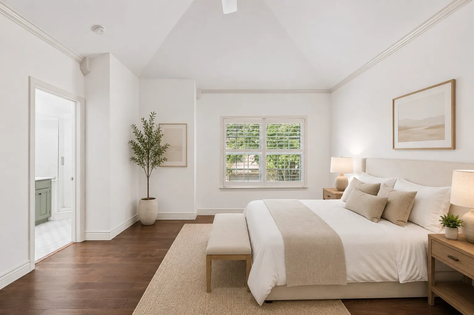 Virtually staged primary bedroom