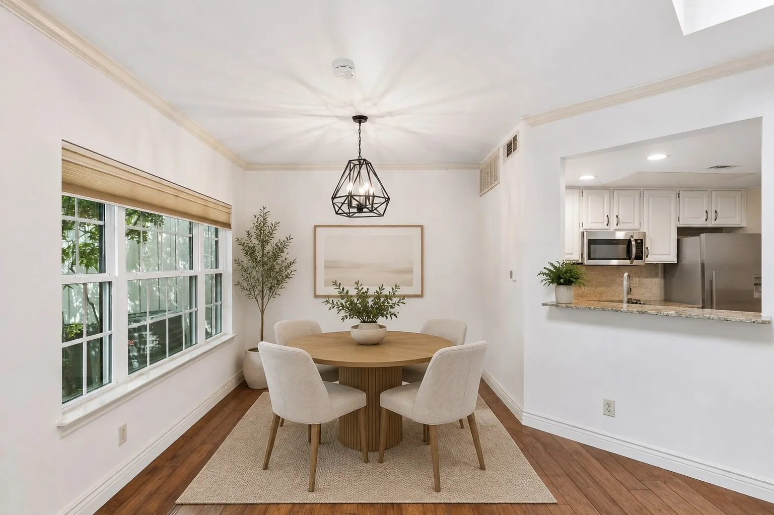 Virtually staged dining area