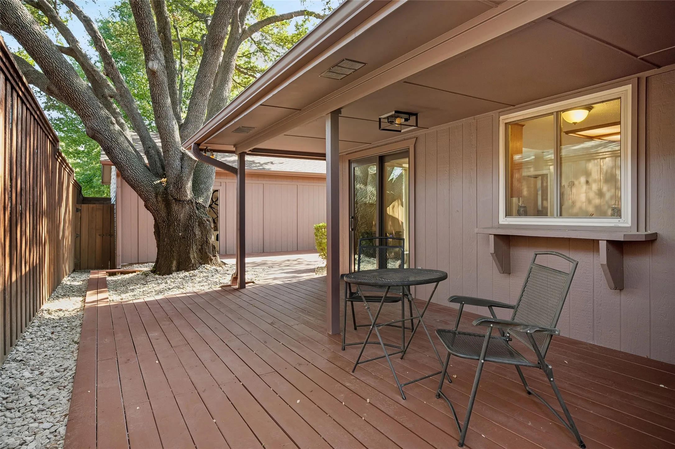 Patio with wooden deck