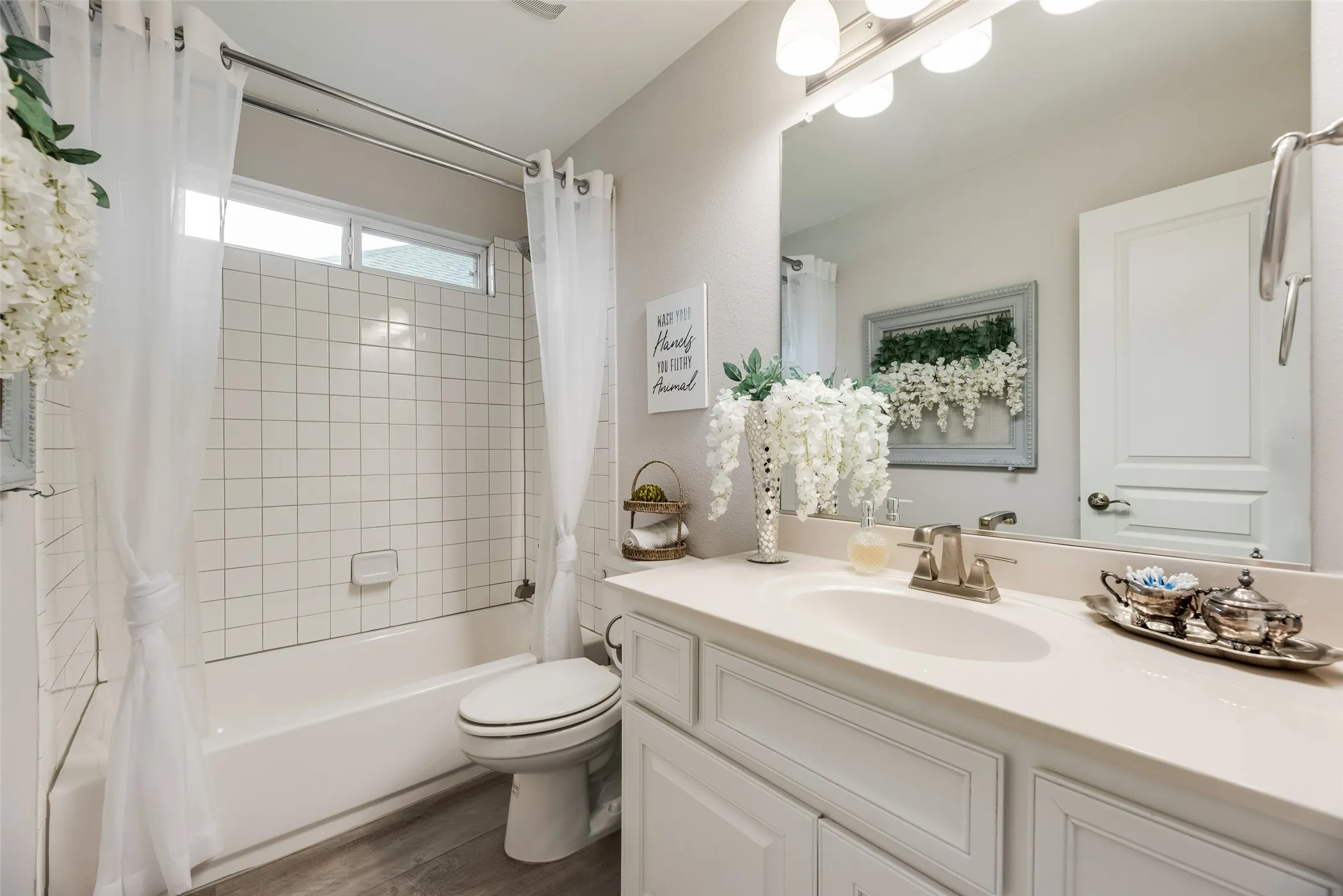 Full size bath adjacent to bedroom