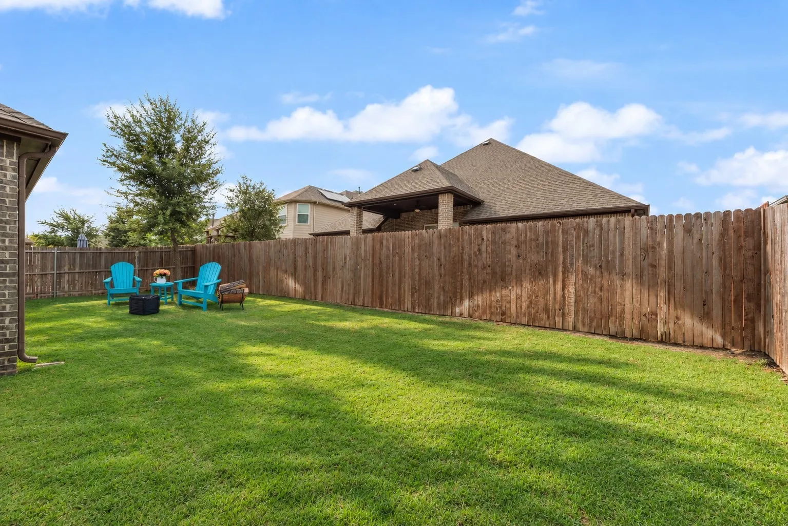 Fully fenced backyard.