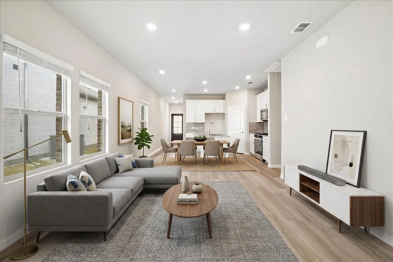 Open living dining area - virtually staged