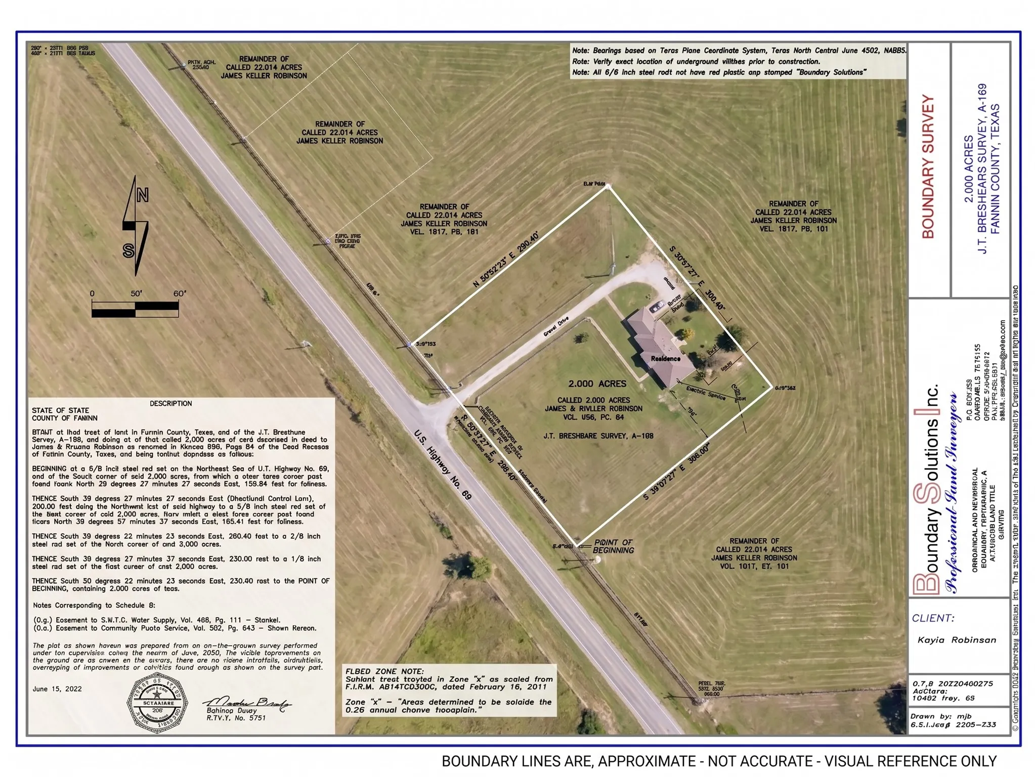 Boundary Survey. Depicting the property boundaries and area of the 2.000-acre parcel