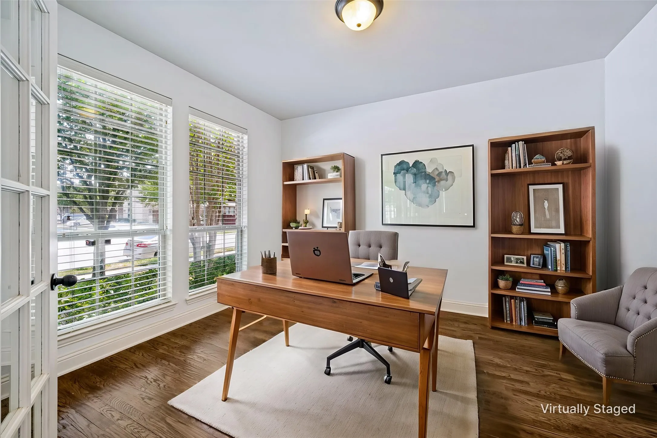 Home office enjoys a beautiful neighborhood view
