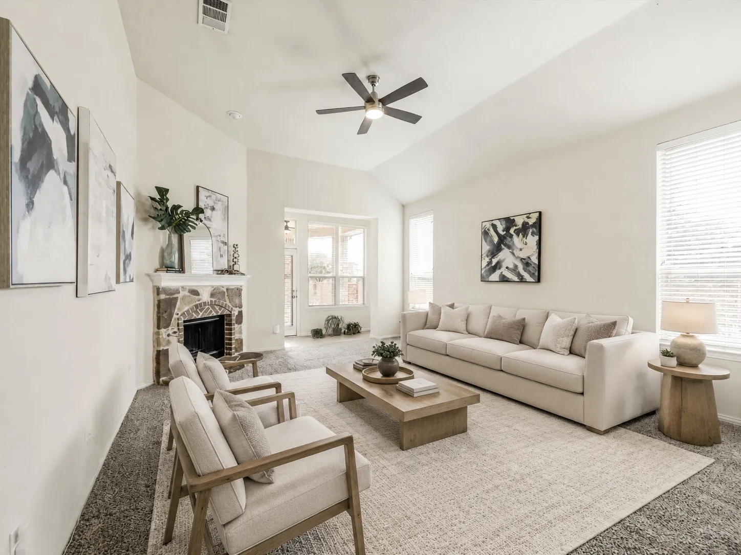 Virtually staged living area.