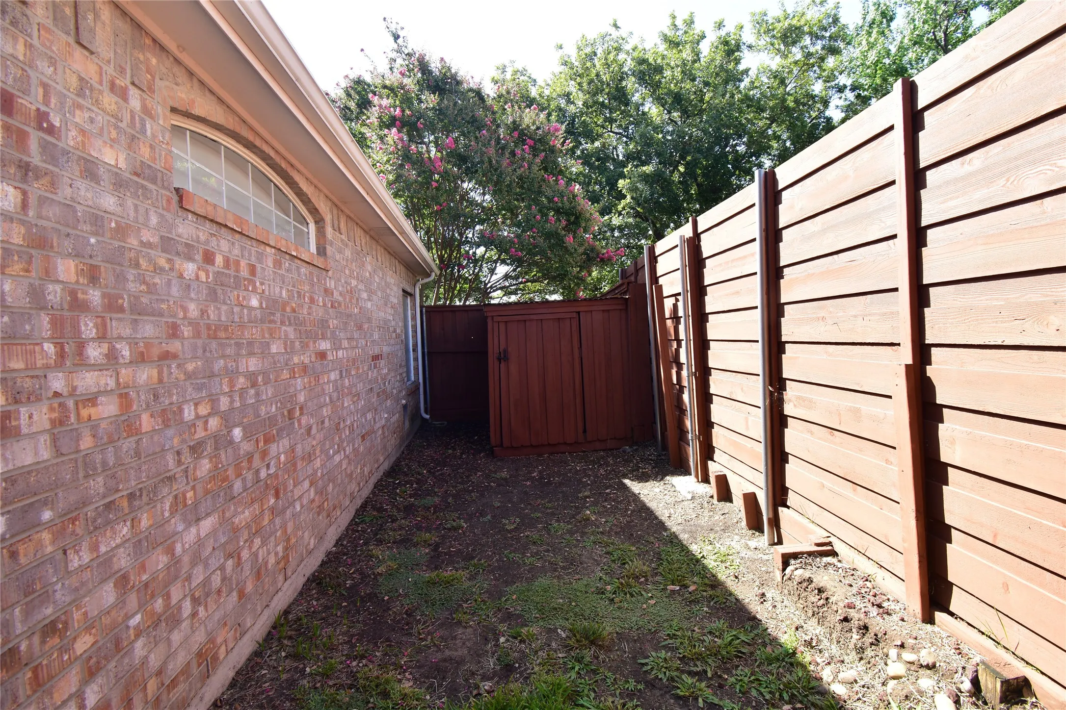 Side yard with storage
