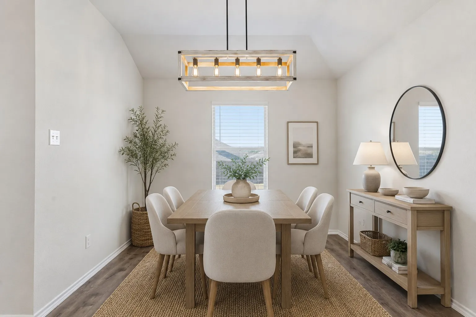 Virtually staged dining room