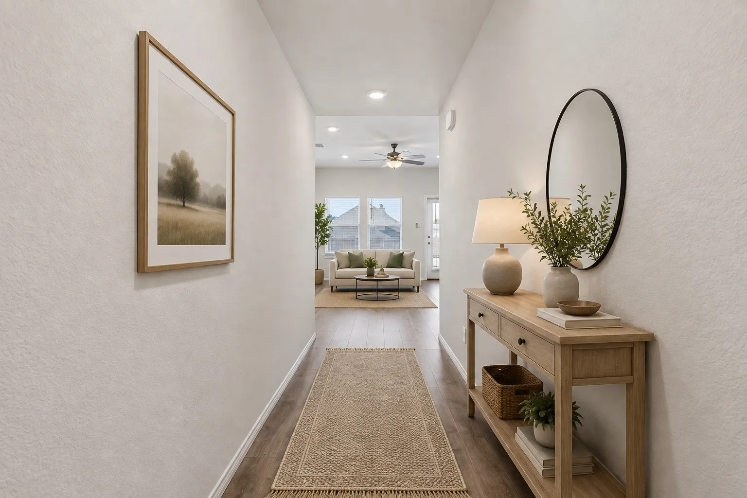 Virtually staged hallway