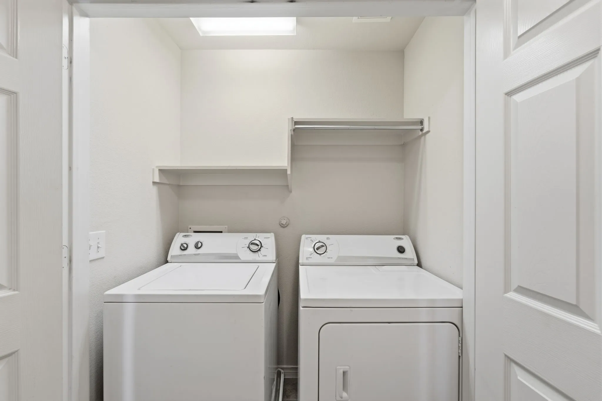Full-size washer and dryer are included with the home, conveniently located on the second floor.
