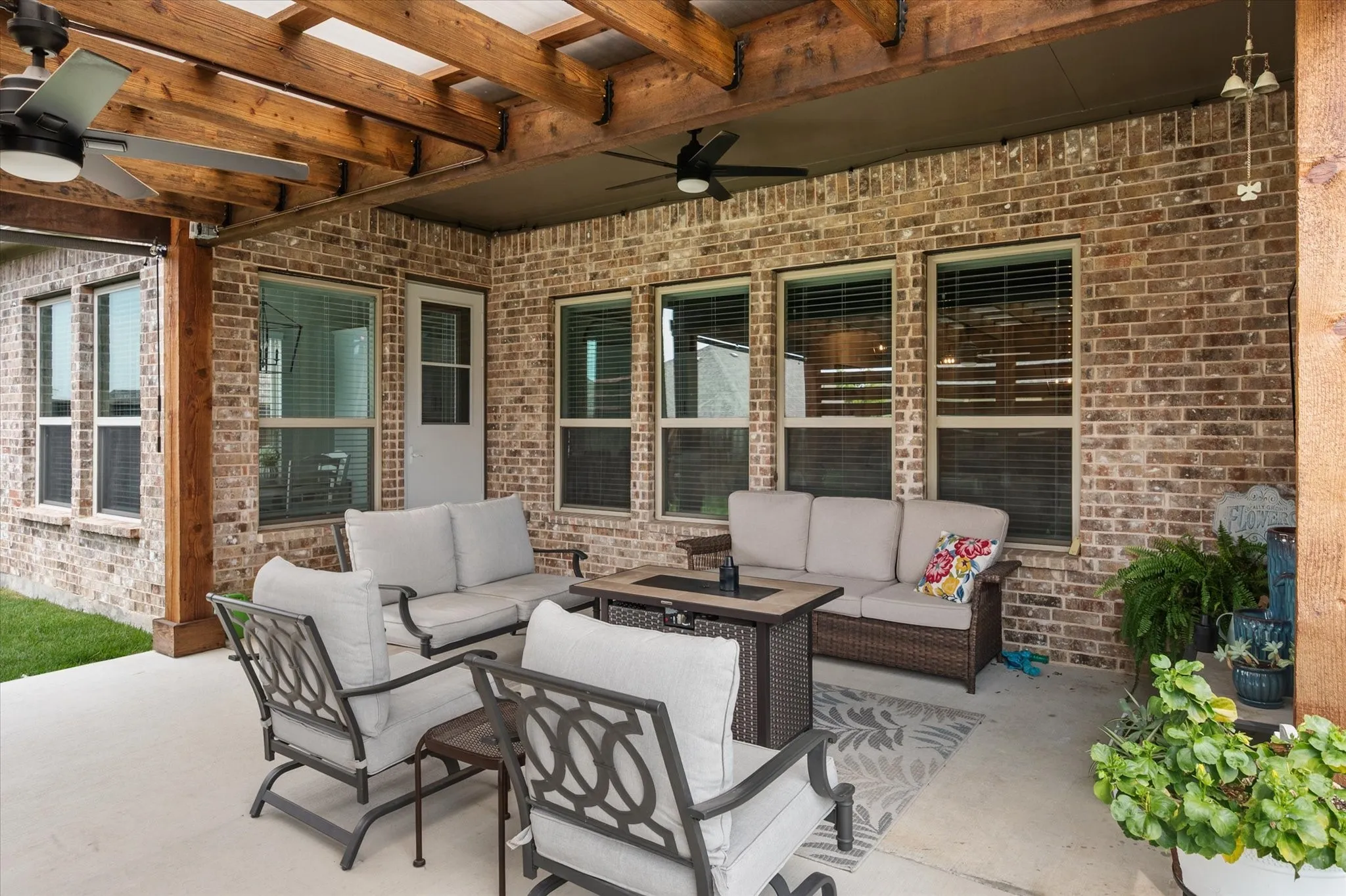 Extended patio with covered pergola