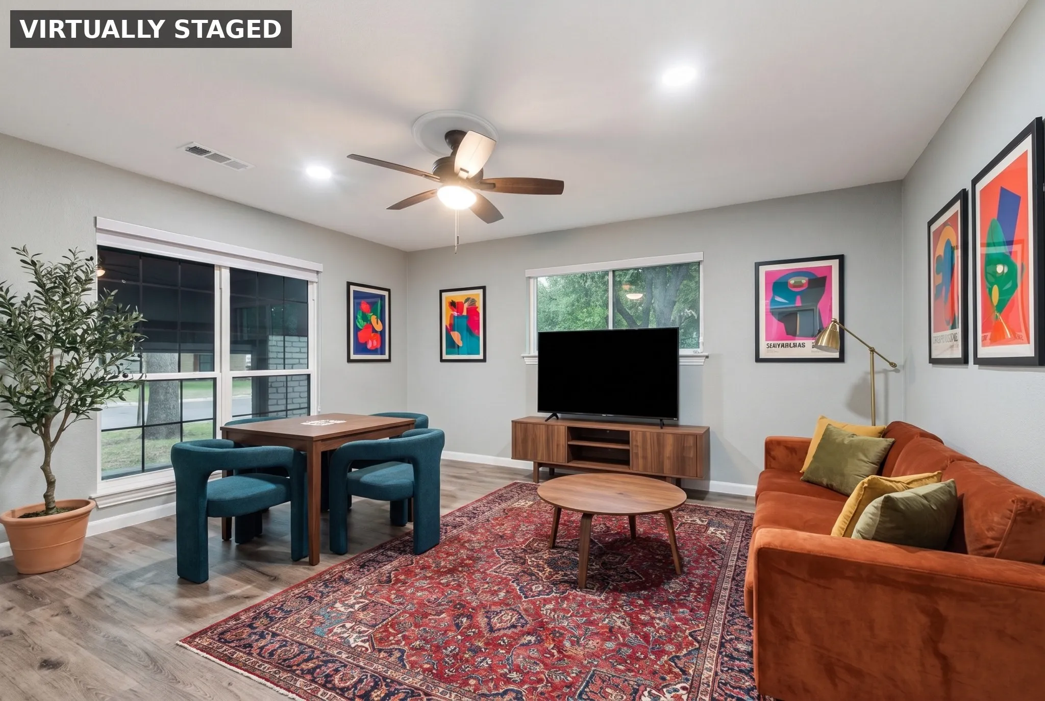 Game room, virtually staged