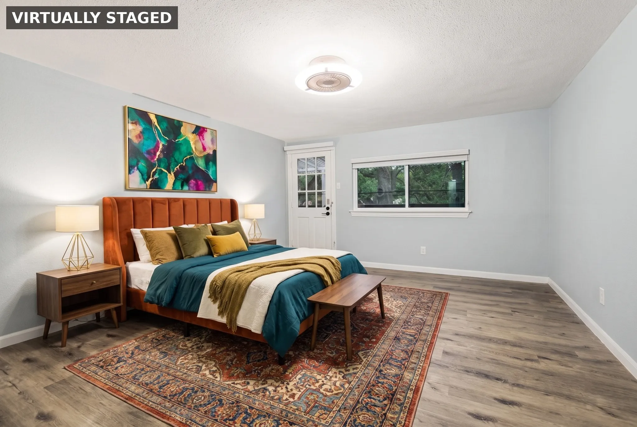 Main floor bedroom, virtually staged