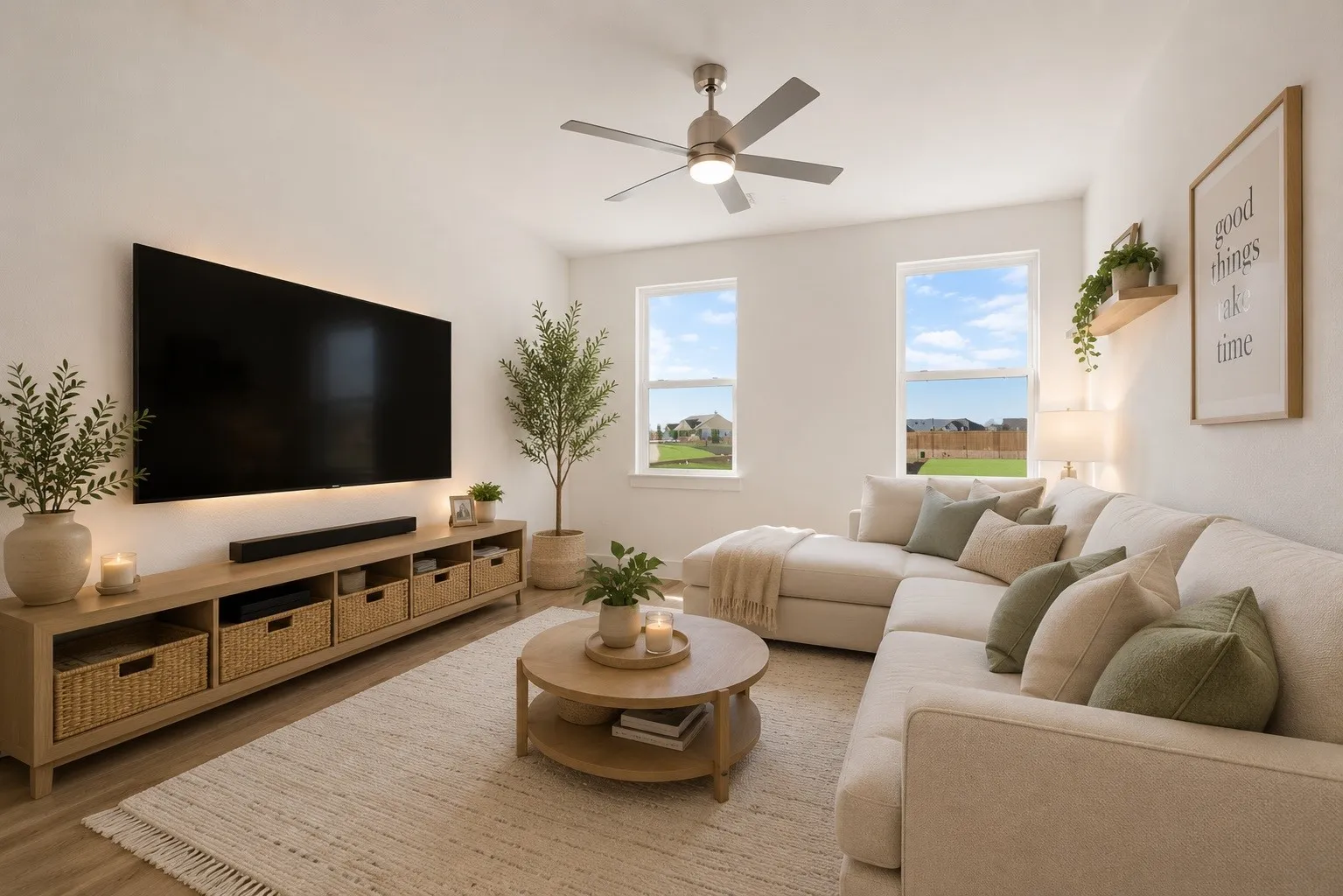 Virtually staged- flex room as movie room