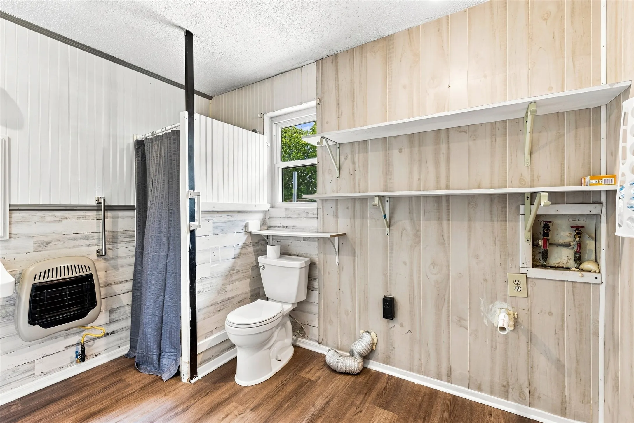bathroom by garage area