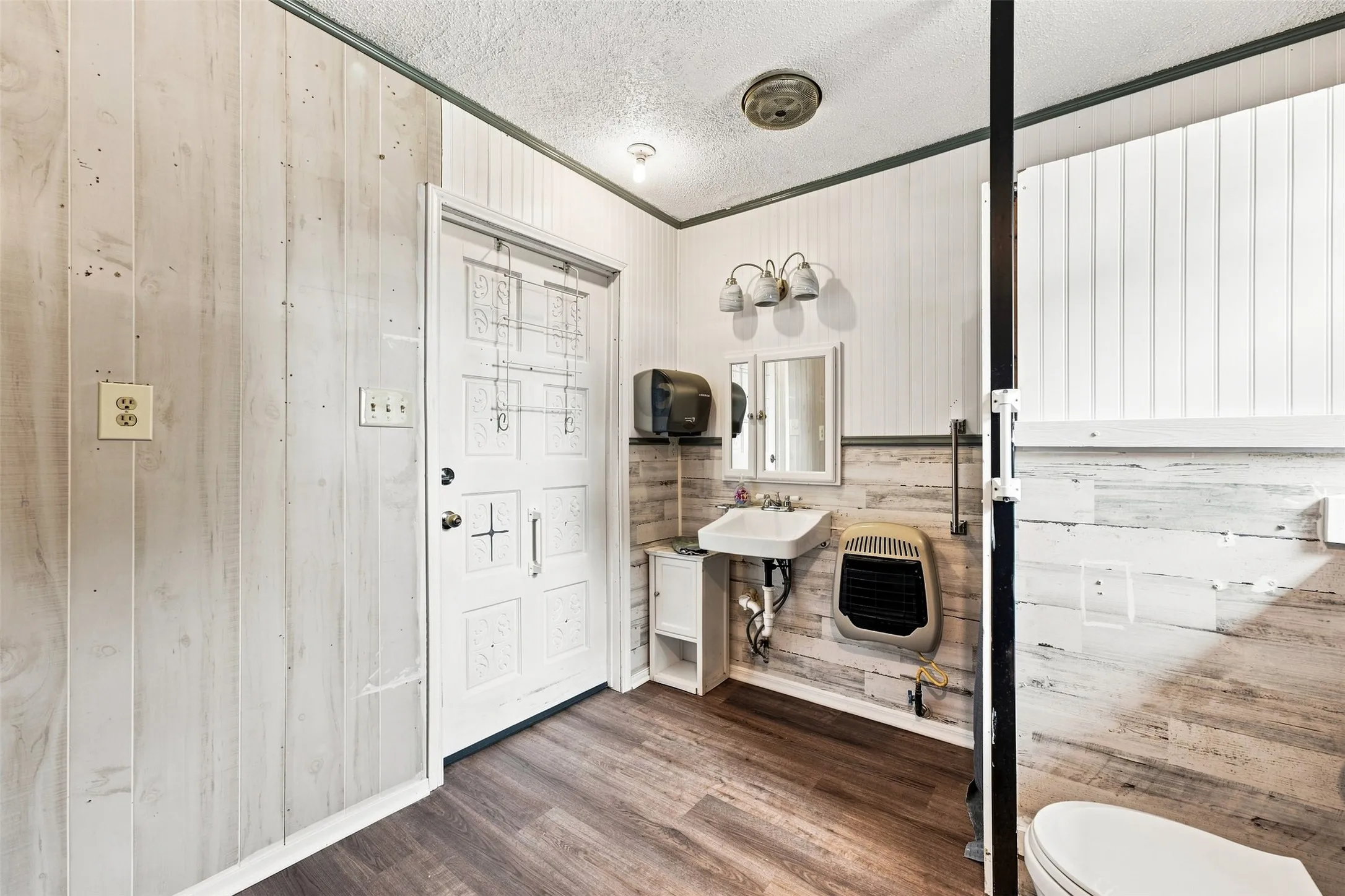 bathroom by garage area