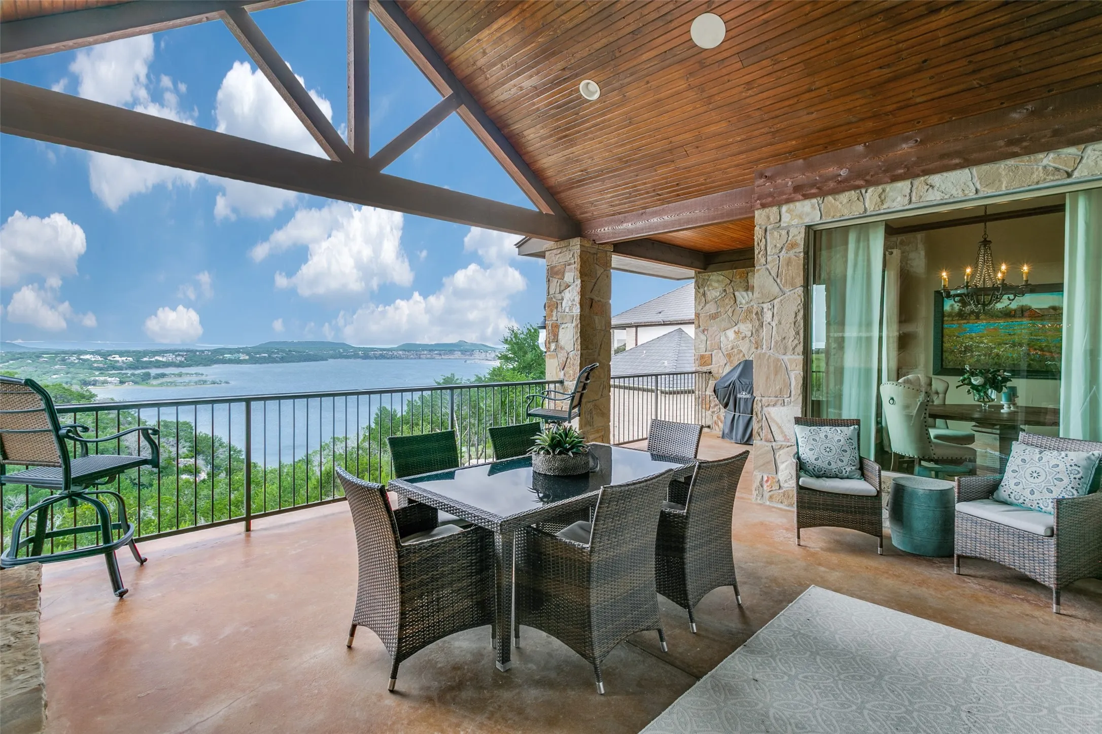Another shot of balcony with beautiful view of lake