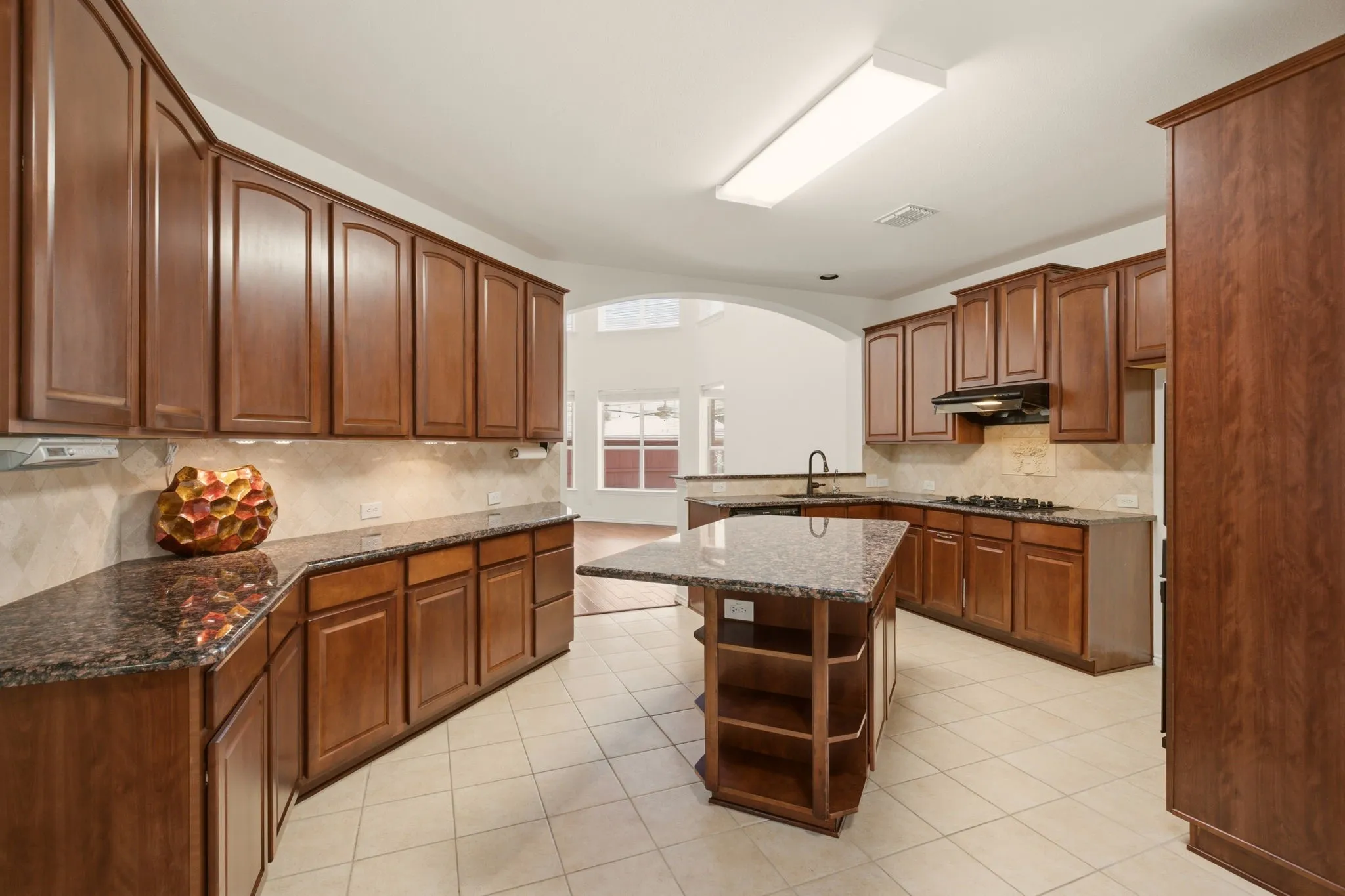 Big kitchen offers lots of storage options plus a deep walkin pantry.