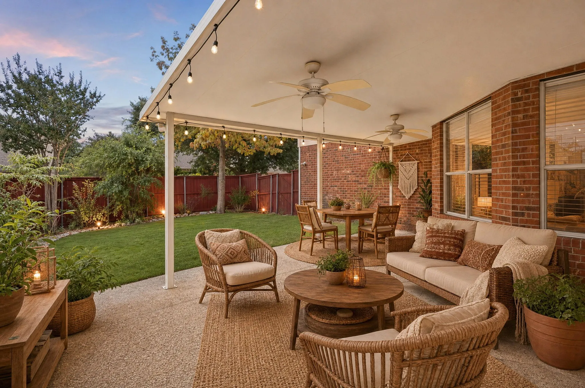 Covered patio. Virtual Staged