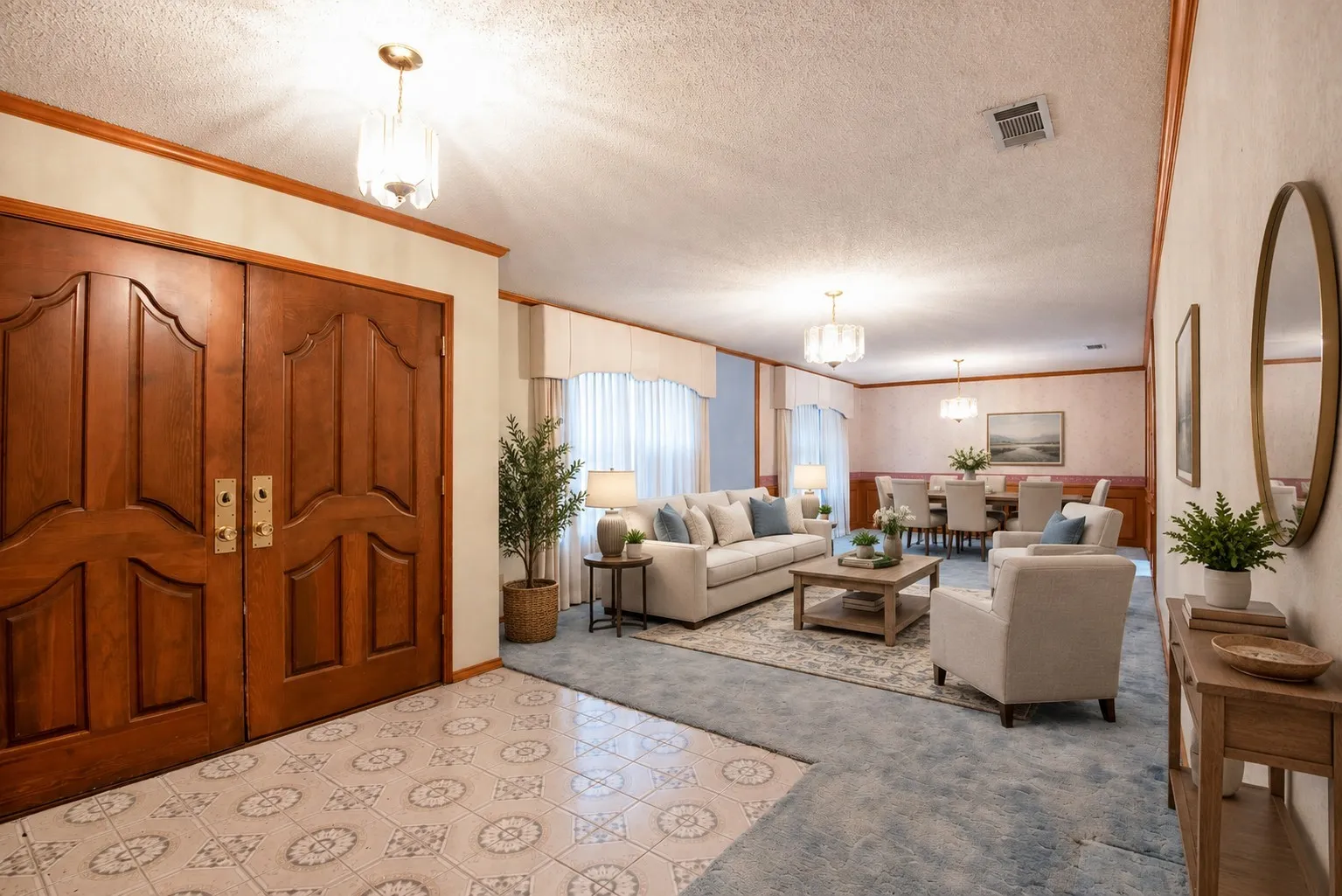 Virtually Staged - Formal Living/Dining Area