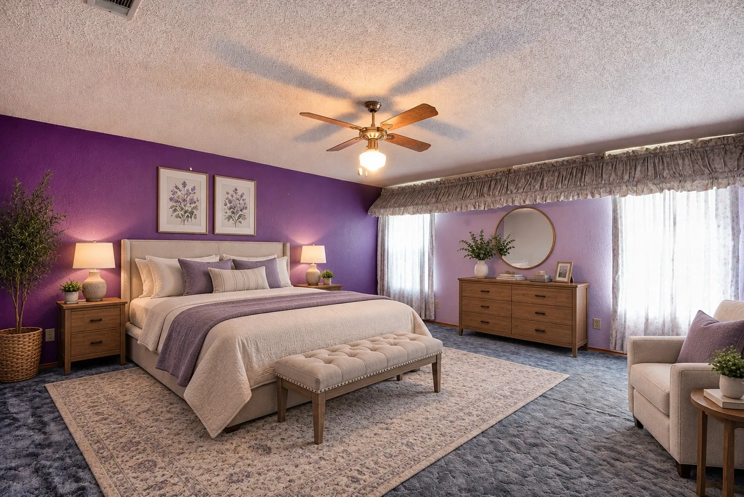 Virtually staged Primary Bedroom