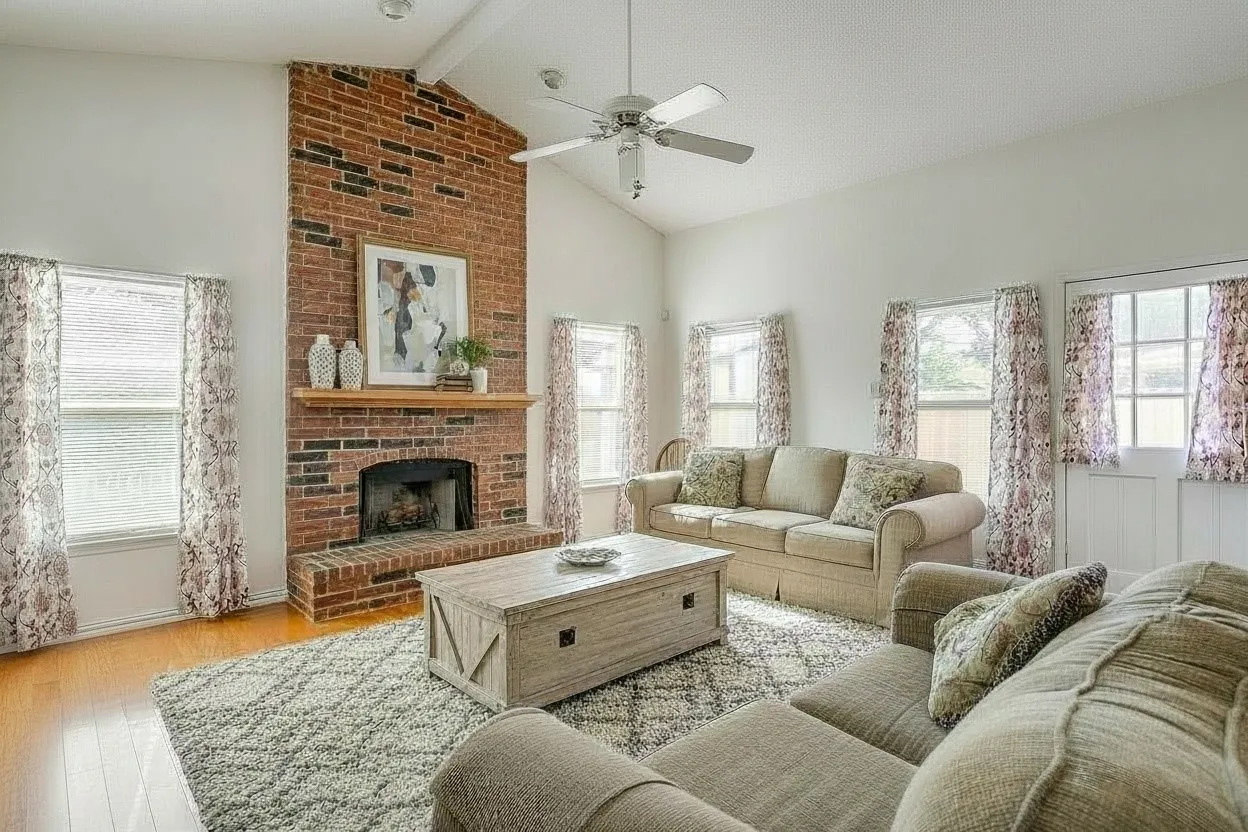 Virtually staged to highlight this light and bright second living room's potential.