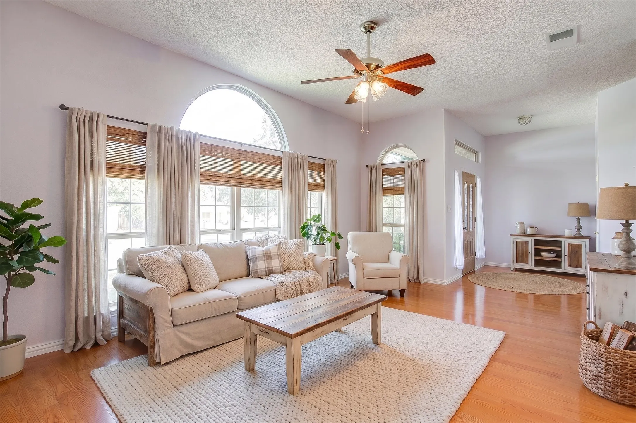 Virtually staged to highlight this spacious living room's potential.