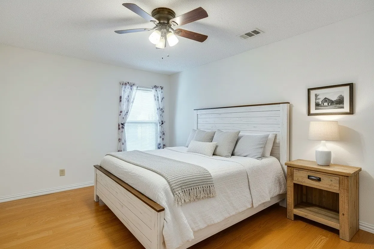 Virtually staged to highlight this secondary bedroom's potential.