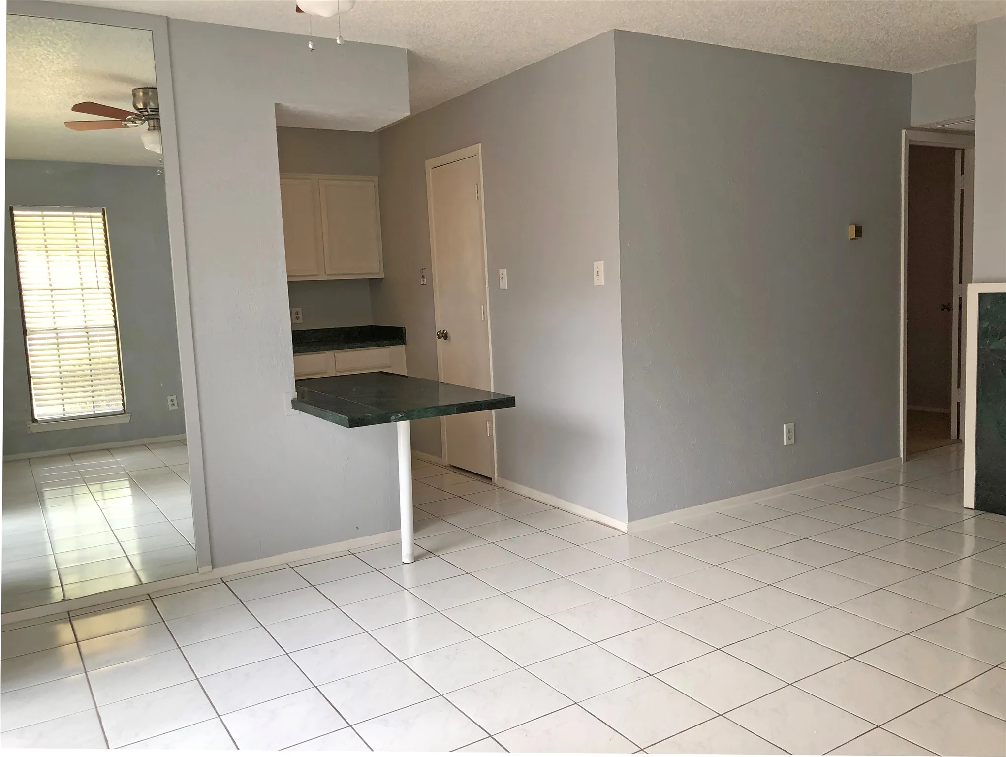 Eating area with built-in table