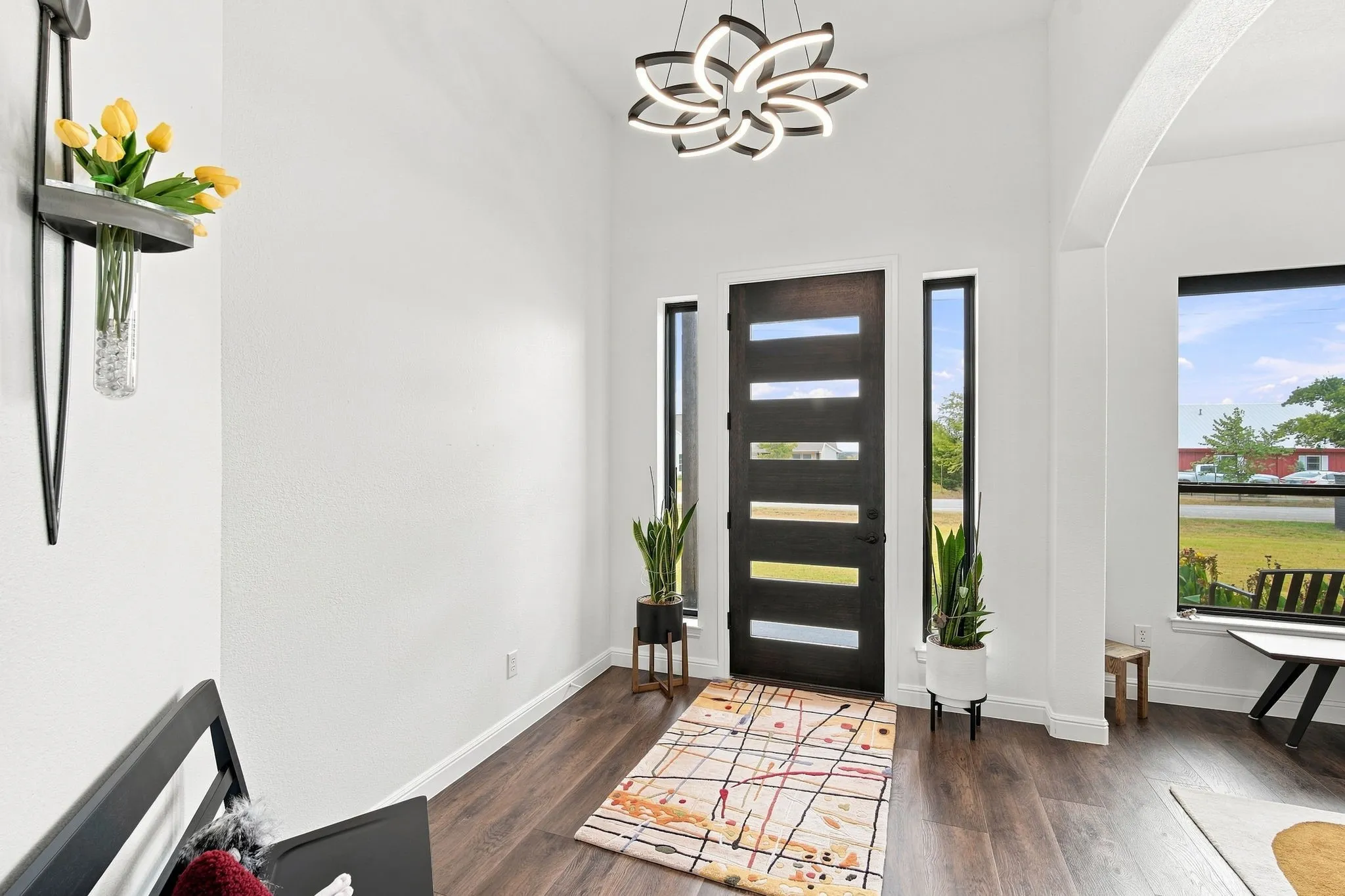 A warm and inviting entry welcomes you inside.