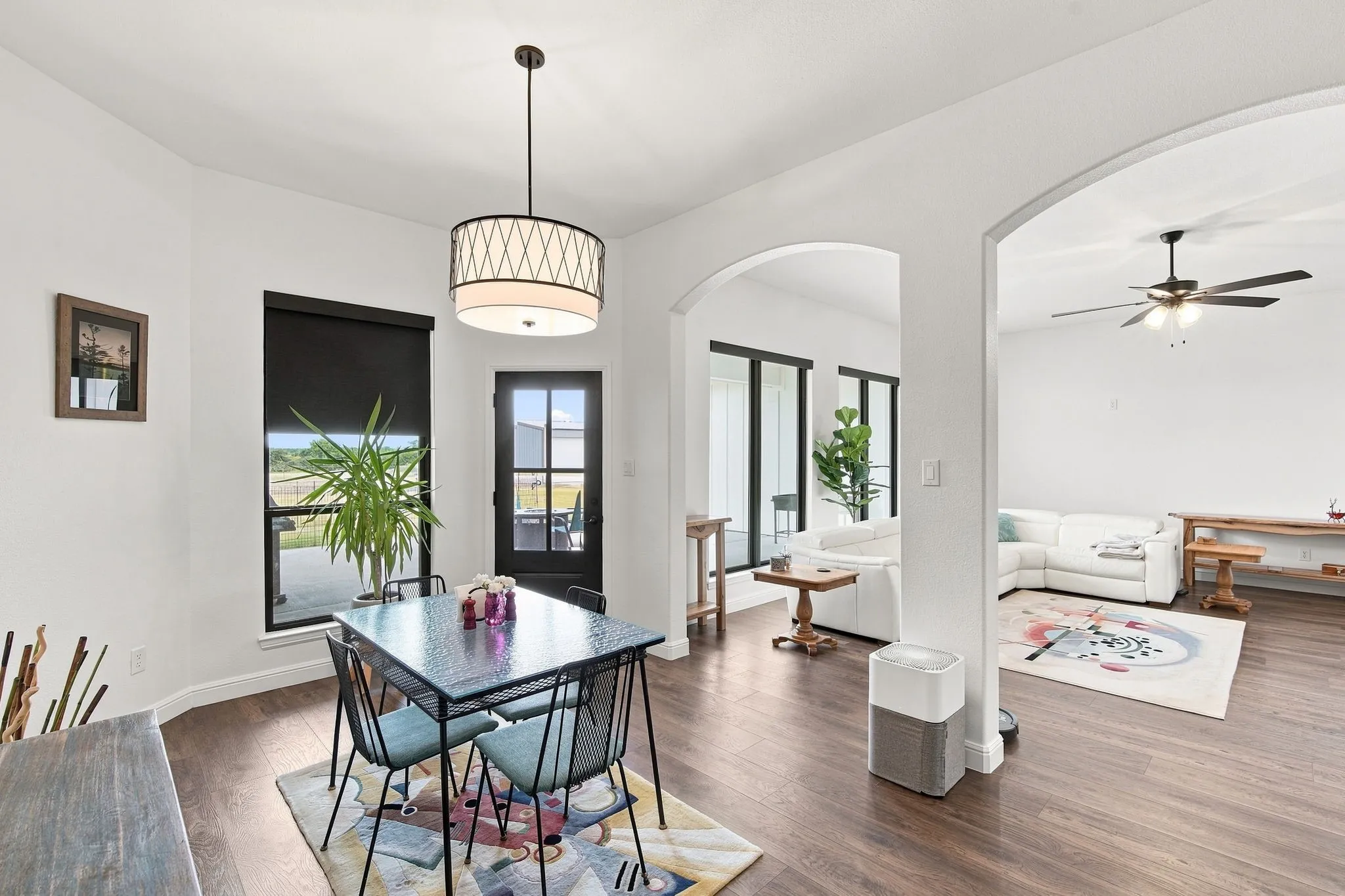 Charming breakfast nook with views of the surrounding property.