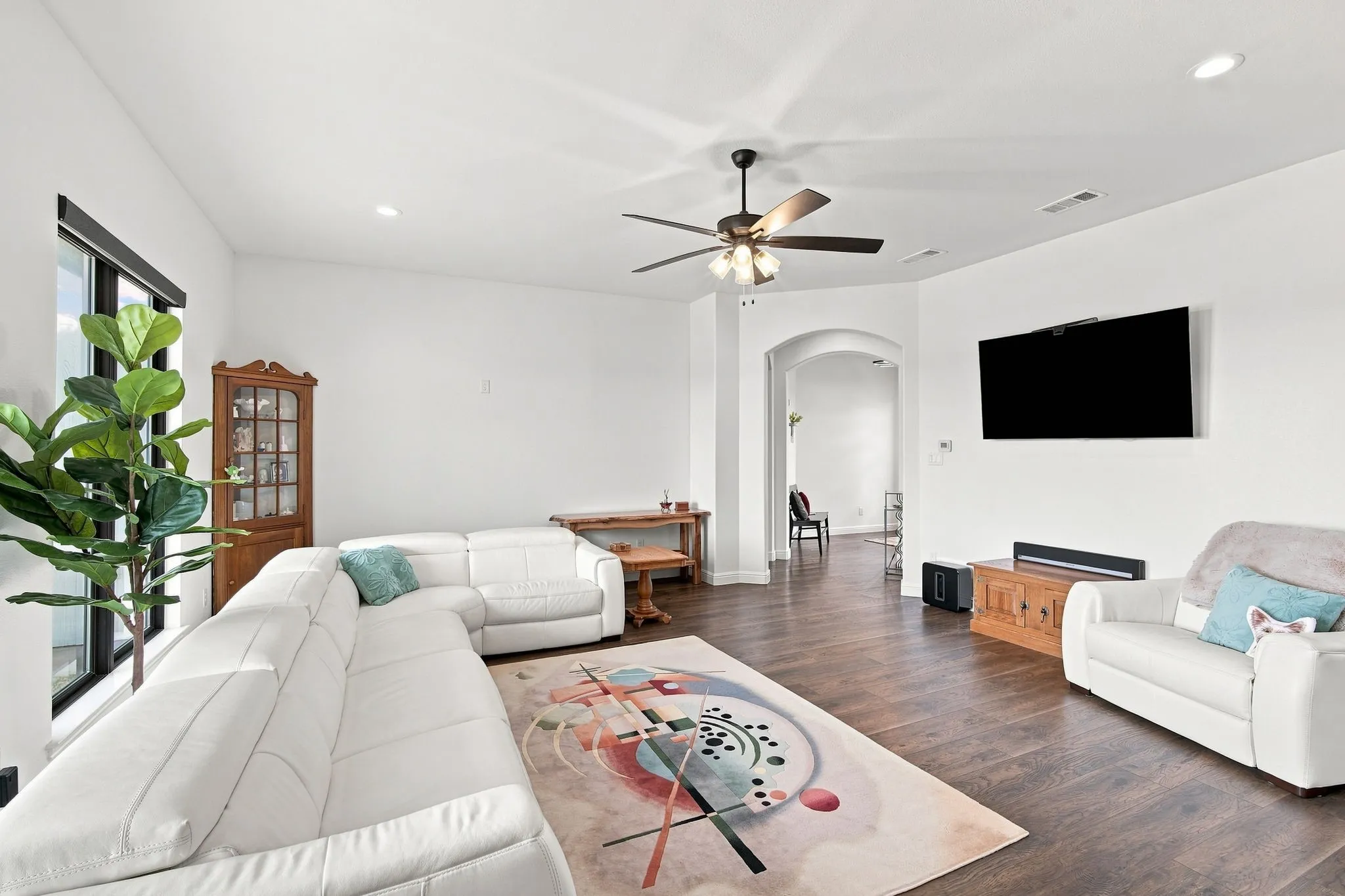 Inviting living room with lots of natural lighting
