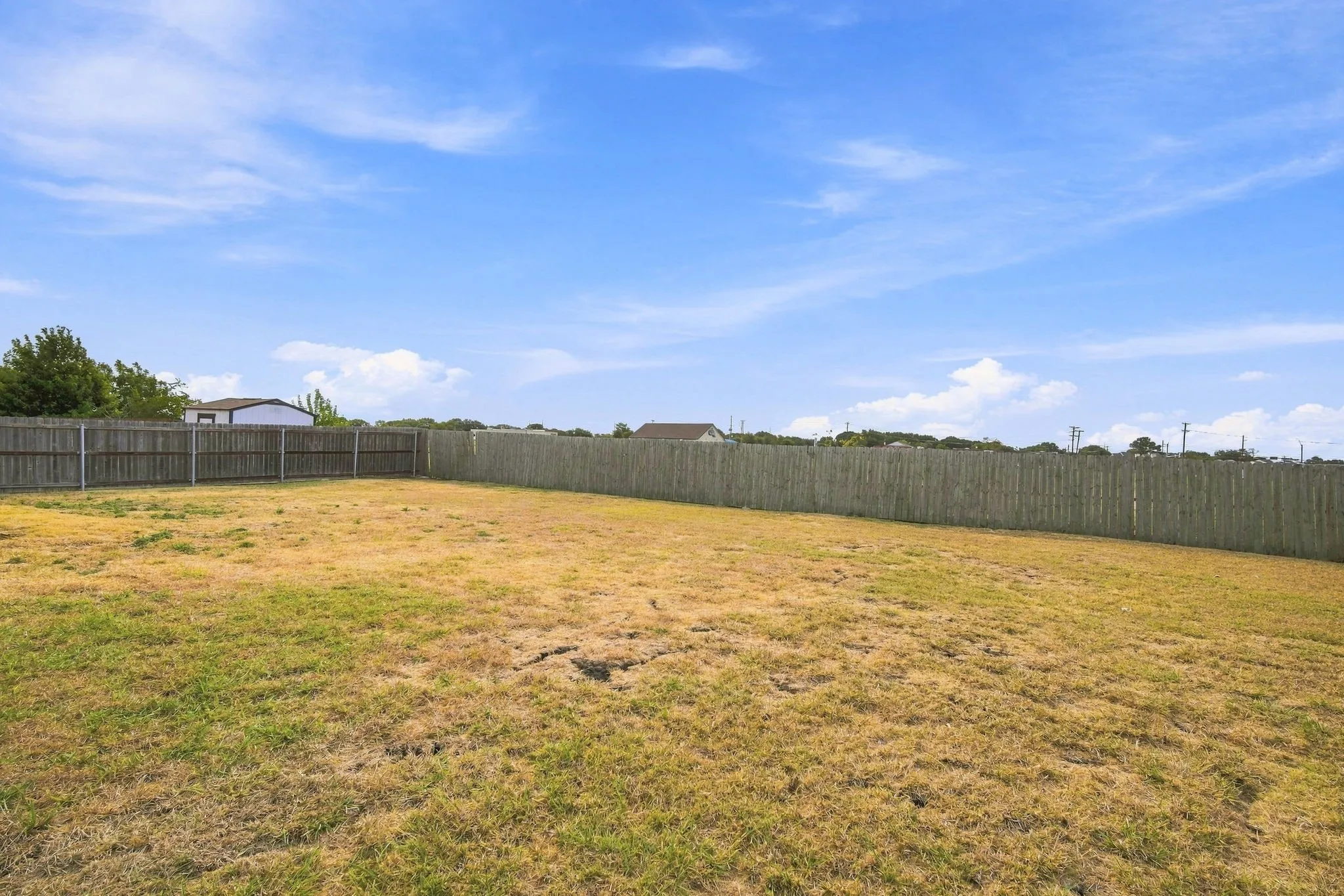 Large fenced backyard