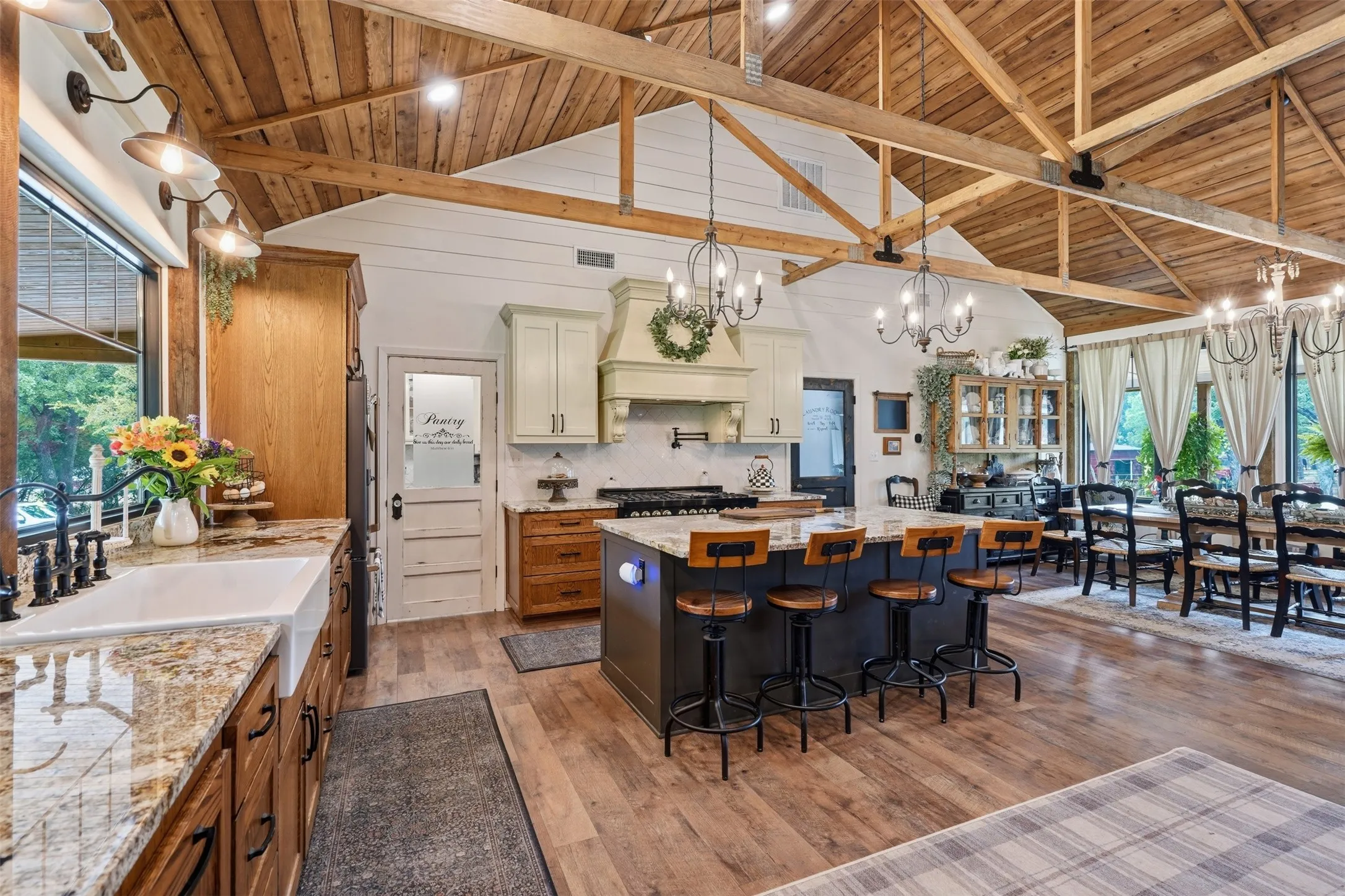 farm sink, custom cabinetry, all the right built ins!