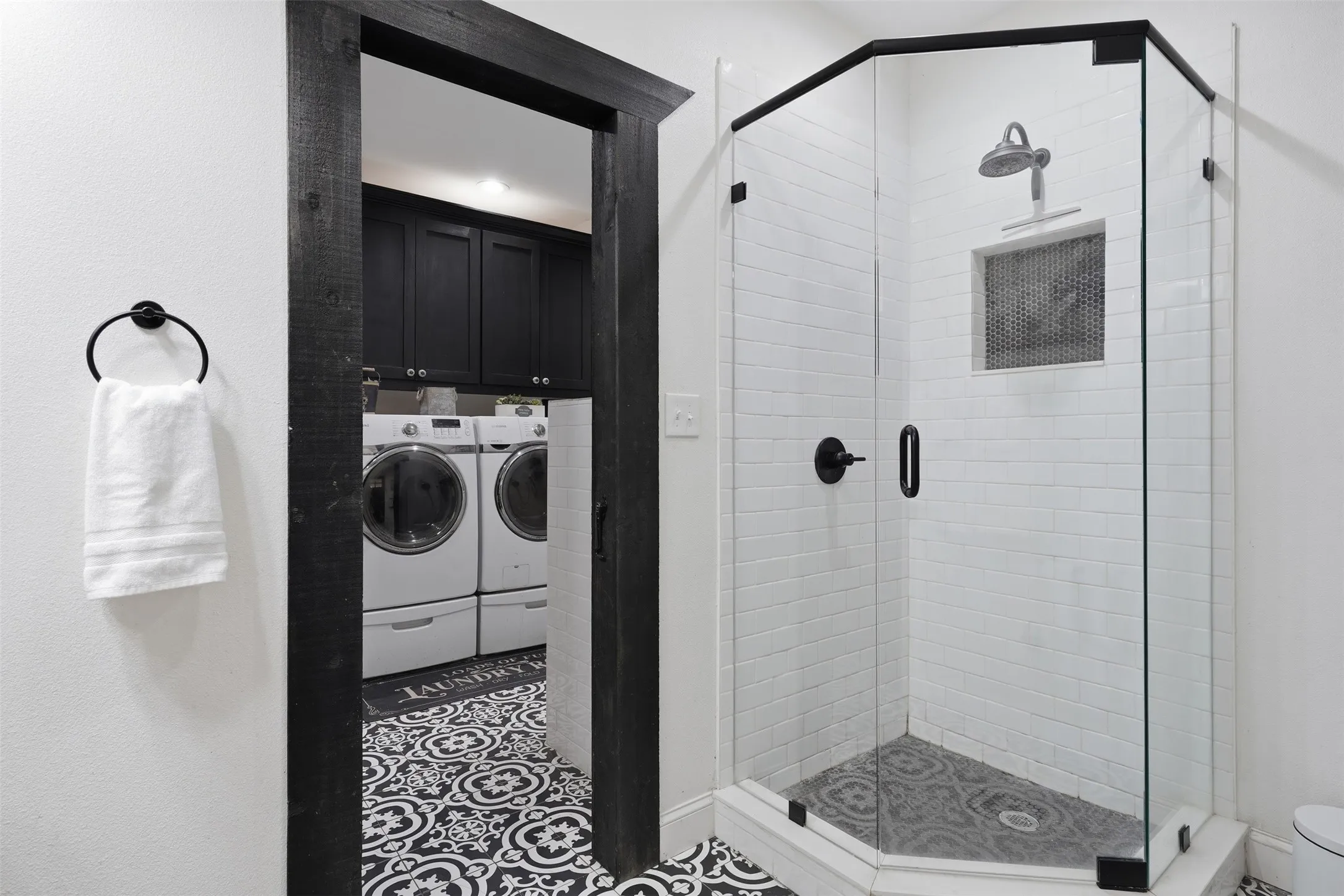 full bath off the utility room and garage area