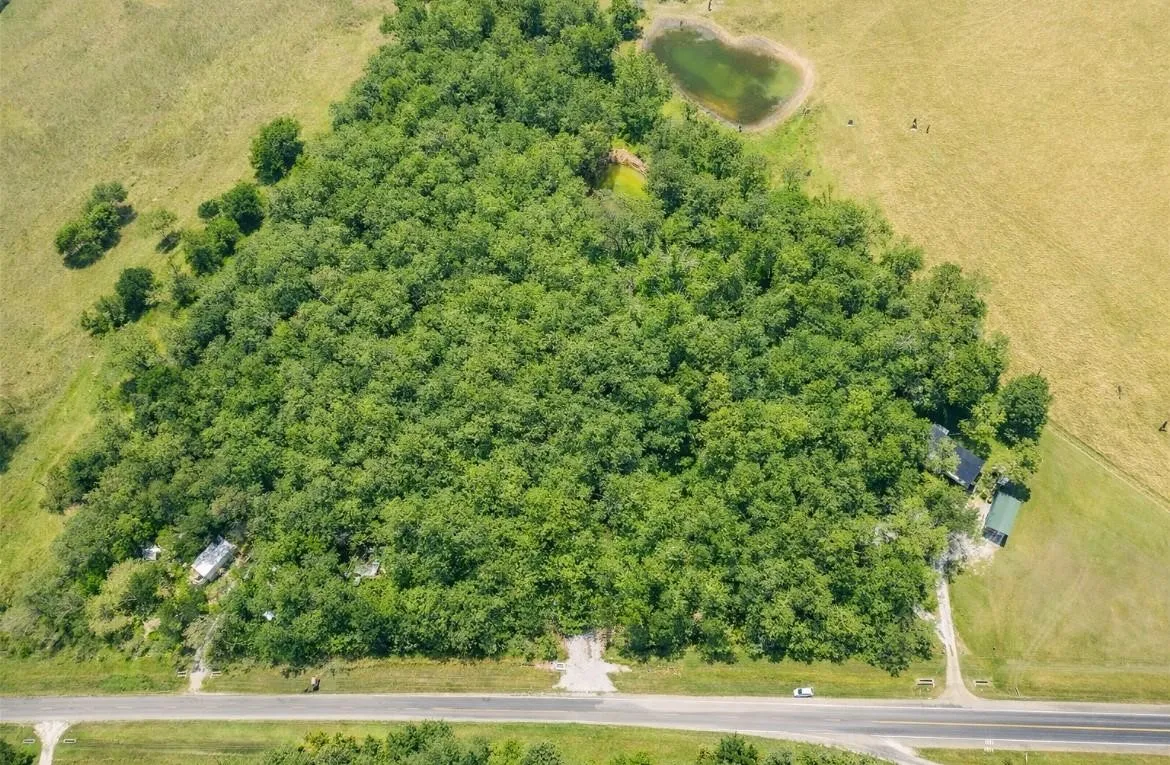 Expansive wooded lot with a pond and multiple structures