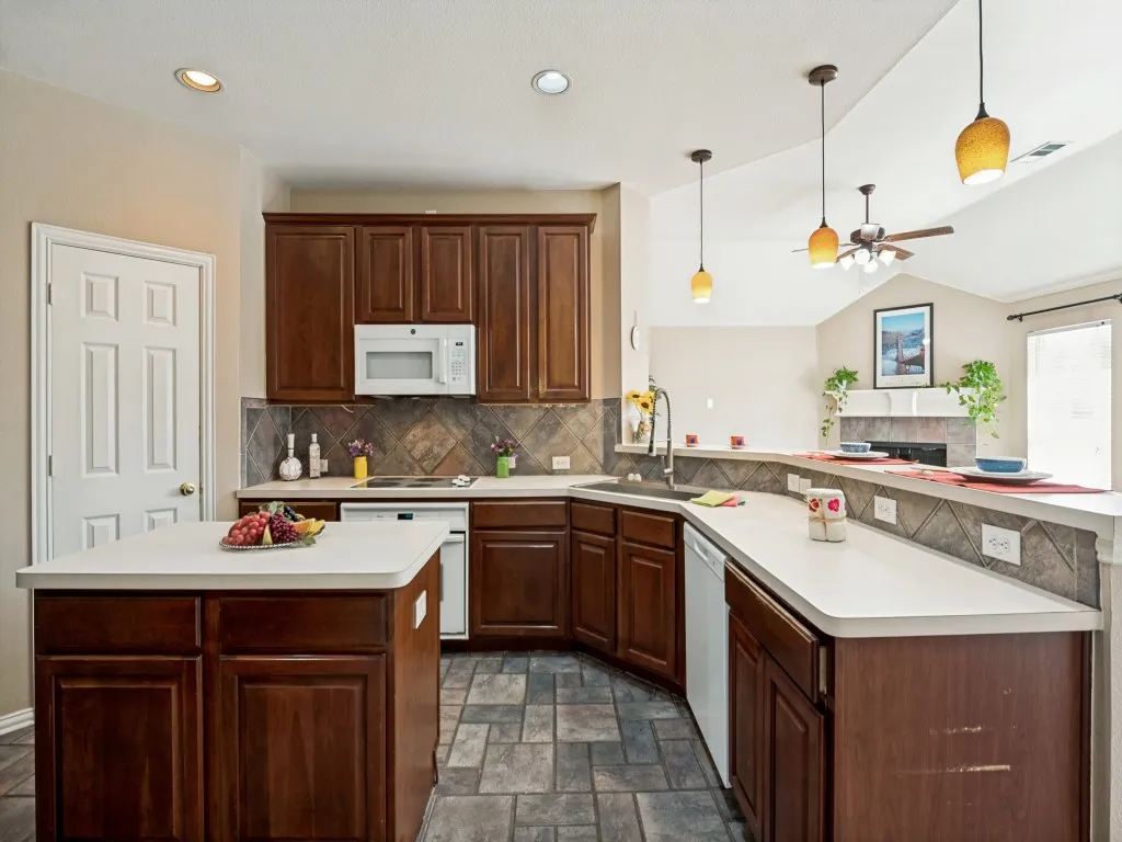 Kitchen overlooking family room