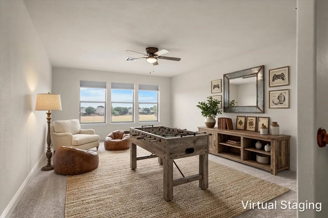 Bonus/flex room styled as a game room, perfect for entertaining