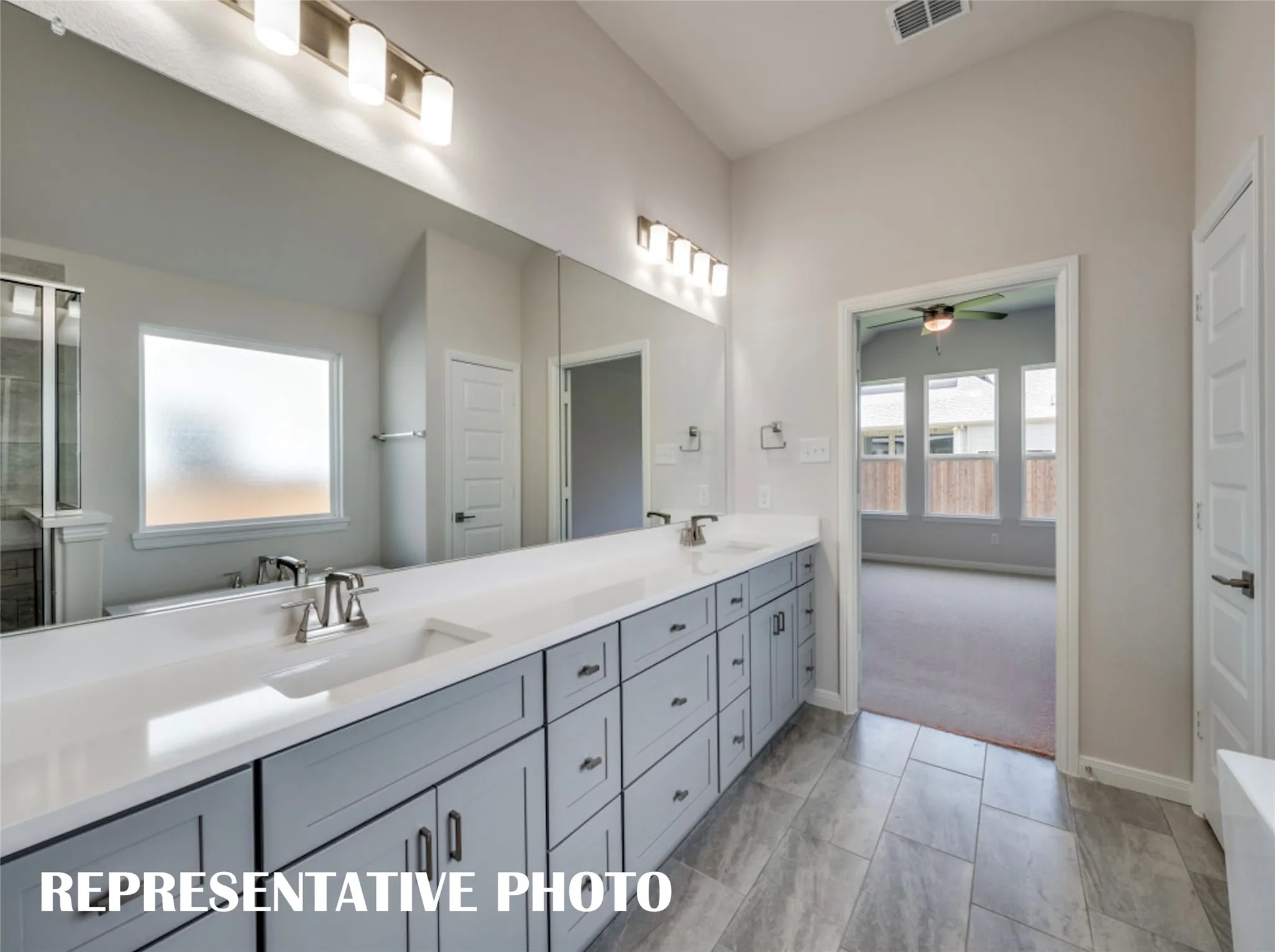 No shortage of space or style in this gorgeous owner's bath!  REPRESENTATIVE PHOTO