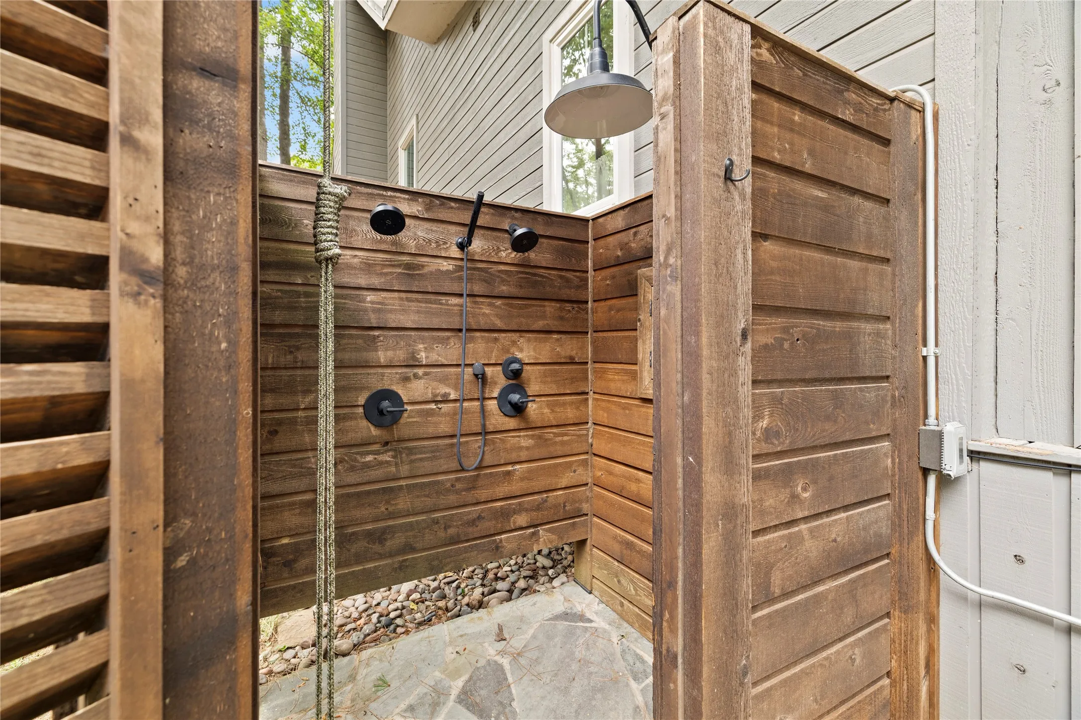 Outdoor shower anyone?  Practical for bathing after being in the lake or simply showering under the moonlight :)