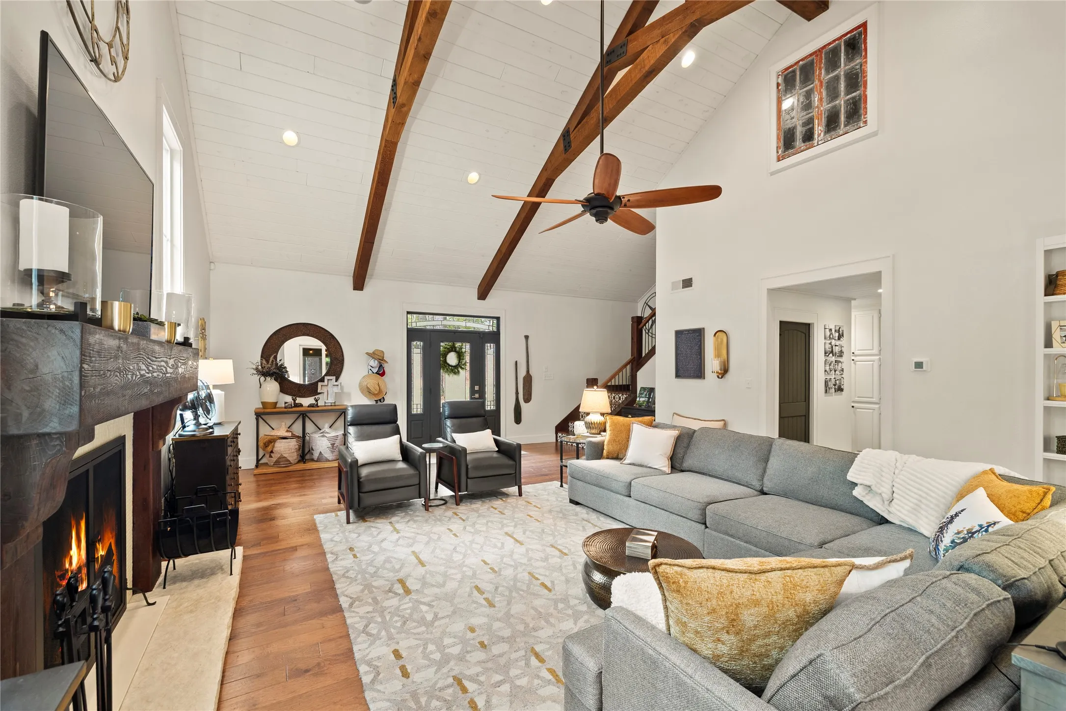 A soaring beamed cathedral ceiling creates an impressive sense of space, while the expansive layout offers plenty of room for entertaining family & friends...effortless & comfortable!